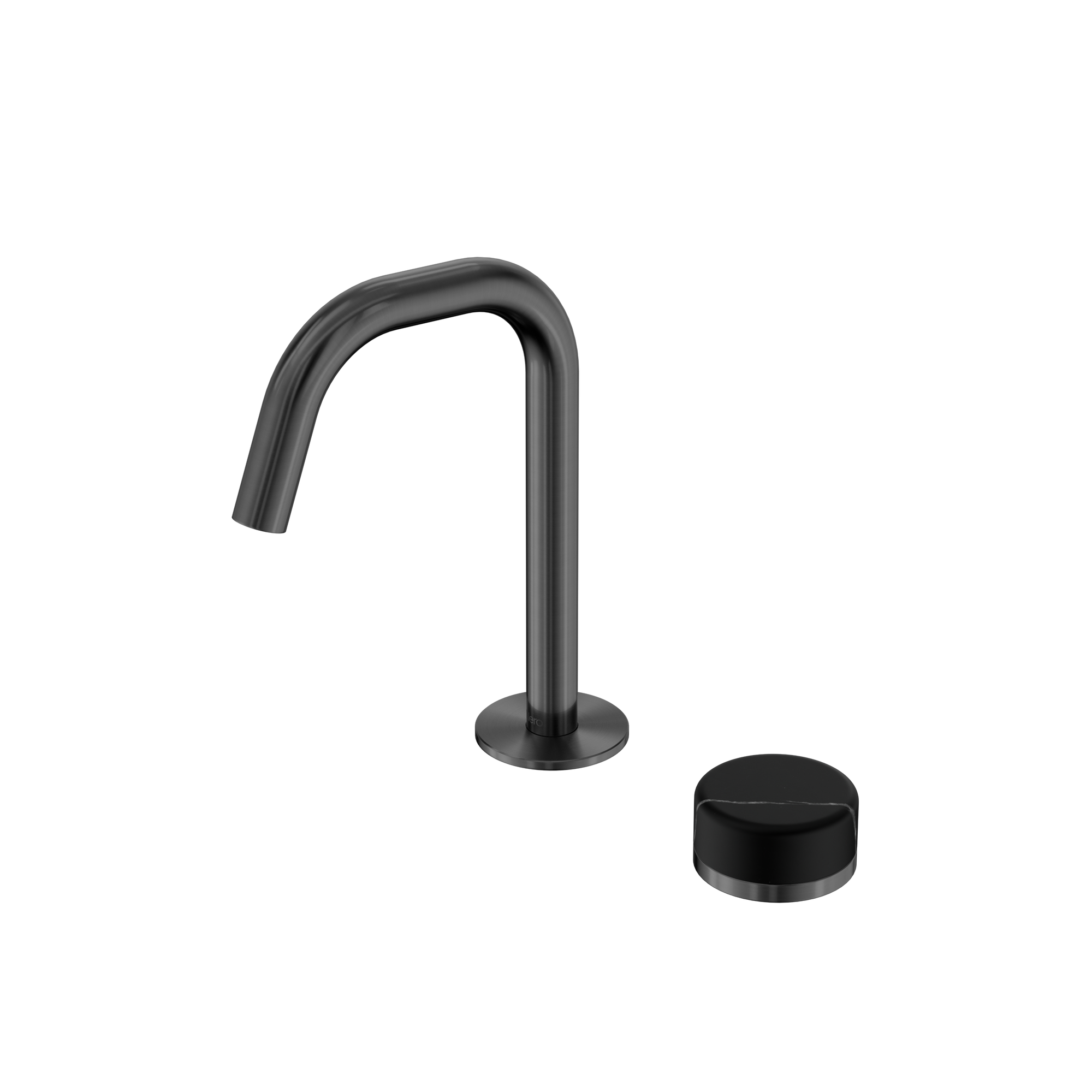 Serenity Progressive Basin Mixer Edge Spout With Marquina Black Handle Gun Metal