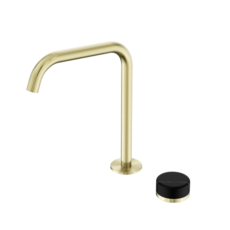 Serenity Progressive Bath/Kitchen Mixer Edge Spout With Marquina Black Handle Brushed Gold