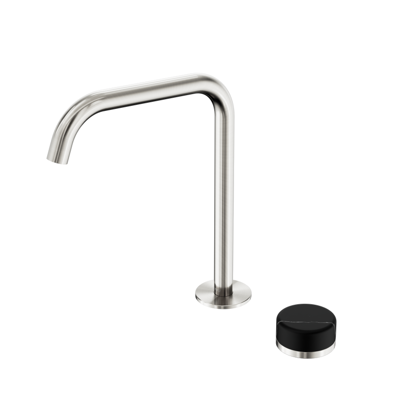 Serenity Progressive Bath/Kitchen Mixer Edge Spout With Marquina Black Handle Brushed Nickel