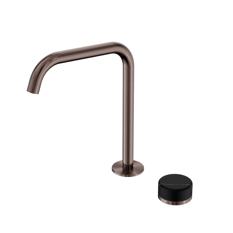 Serenity Progressive Bath/Kitchen Mixer Edge Spout With Marquina Black Handle Brushed Bronze