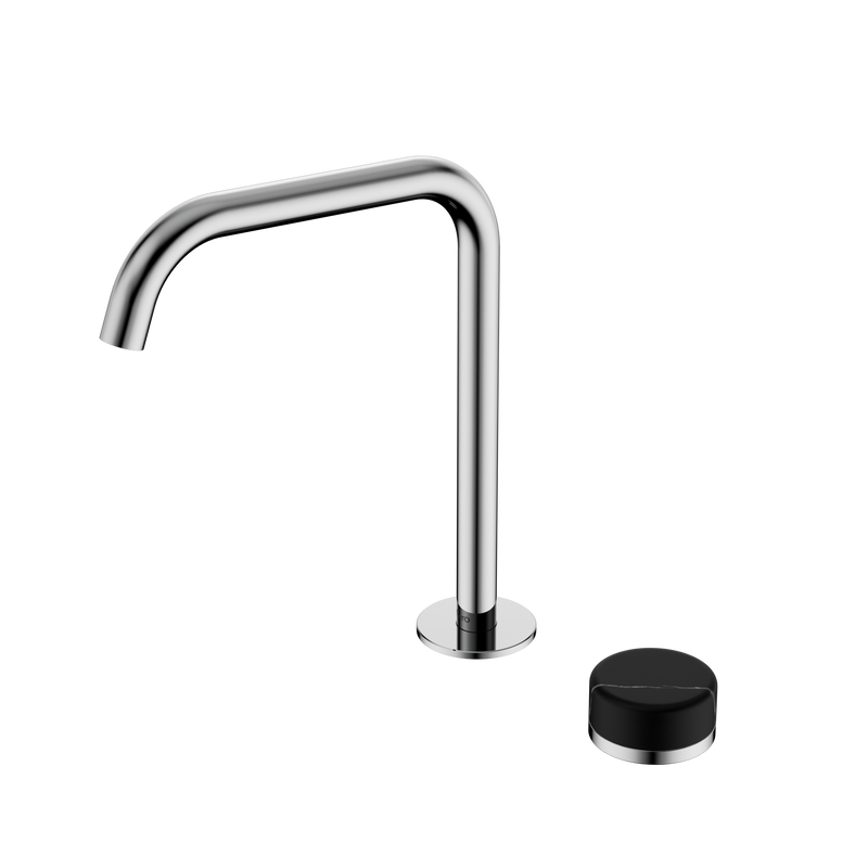Serenity Progressive Bath/Kitchen Mixer Edge Spout With Marquina Black Handle Chrome