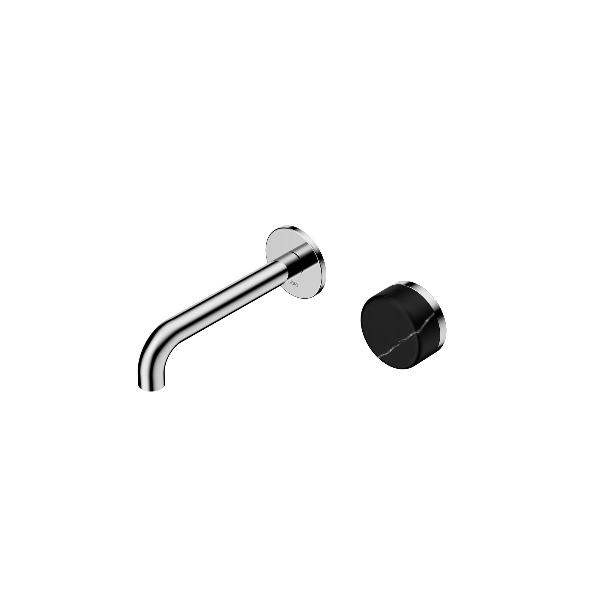 Serenity Progressive Wall Basin Mixer 160mm Spout With Marquina Black Handle Chrome