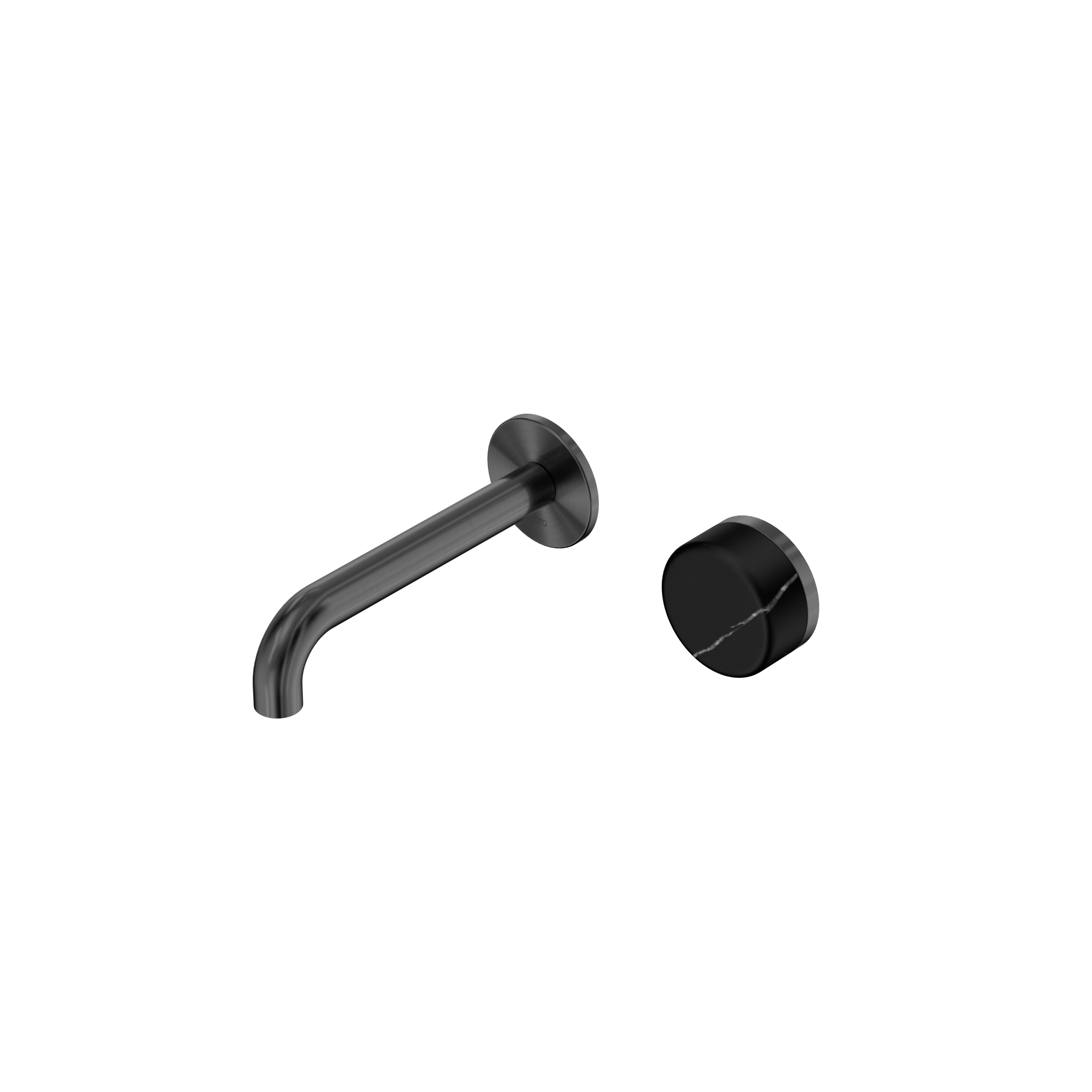 Serenity Progressive Wall Basin Mixer 160mm Spout With Marquina Black Handle Gun Metal