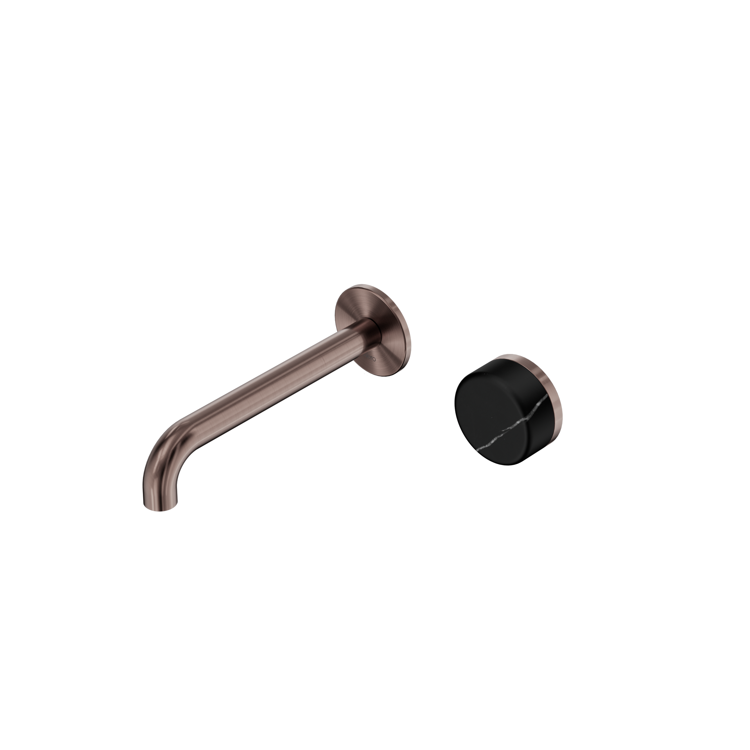 Serenity Progressive Wall Basin Mixer 185mm Spout With Marquina Black Handle Brushed Bronze