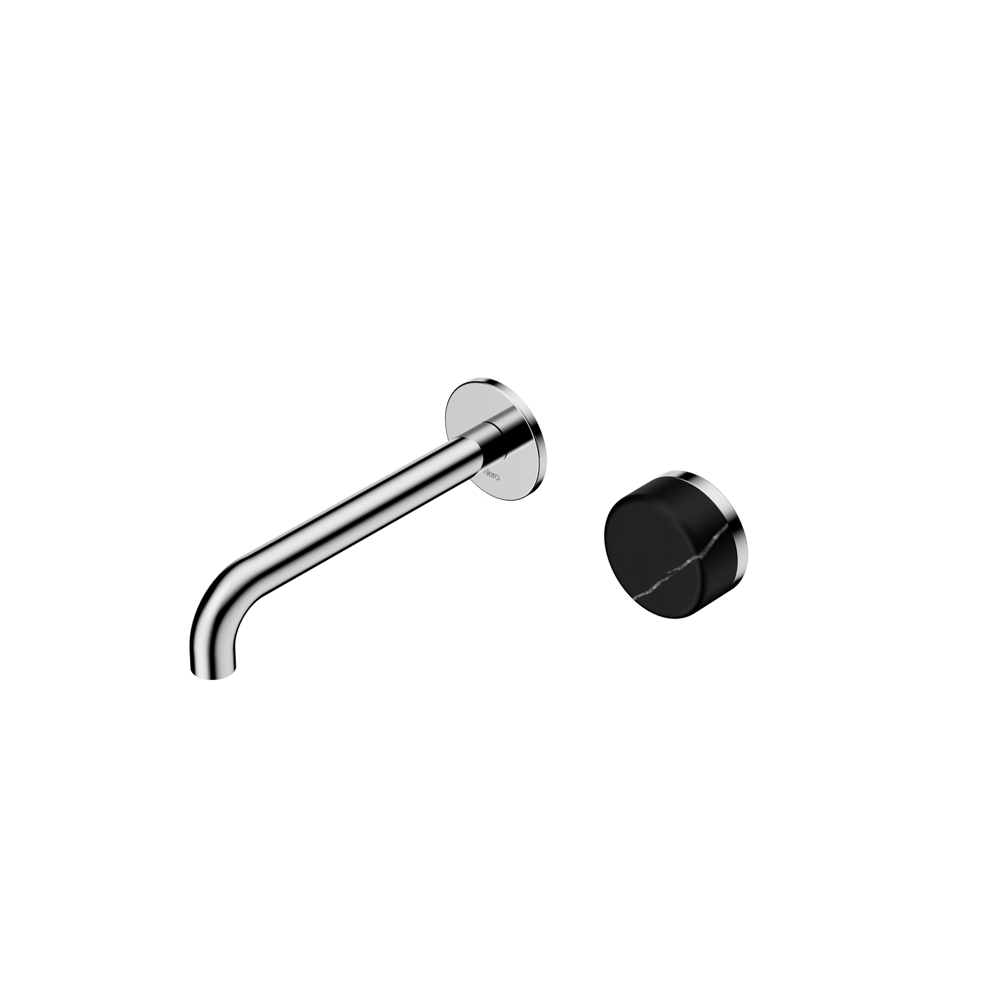 Serenity Progressive Wall Basin Mixer 185mm Spout With Marquina Black Handle Chrome