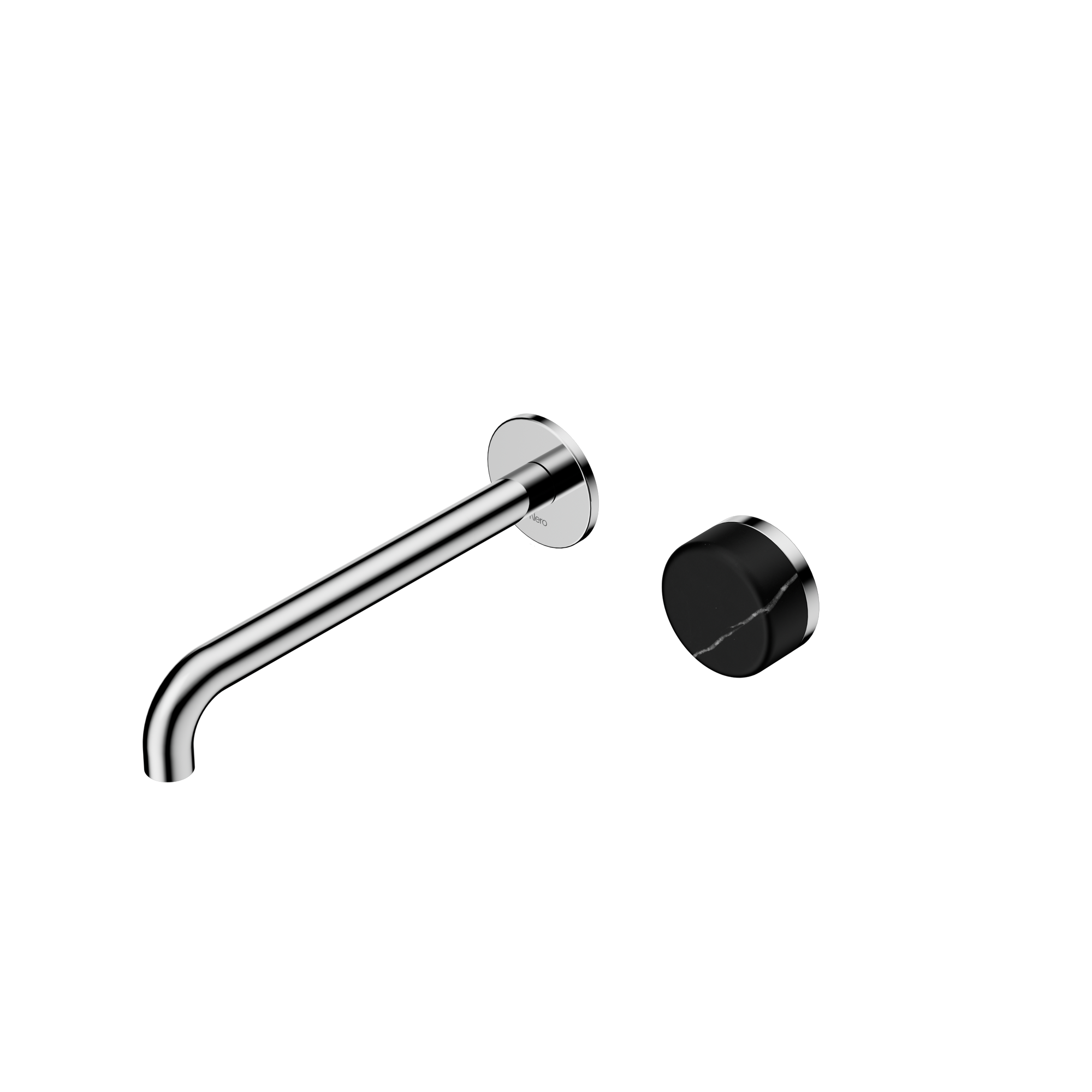 Serenity Progressive Wall Basin Mixer 220mm Spout With Marquina Black Handle Chrome