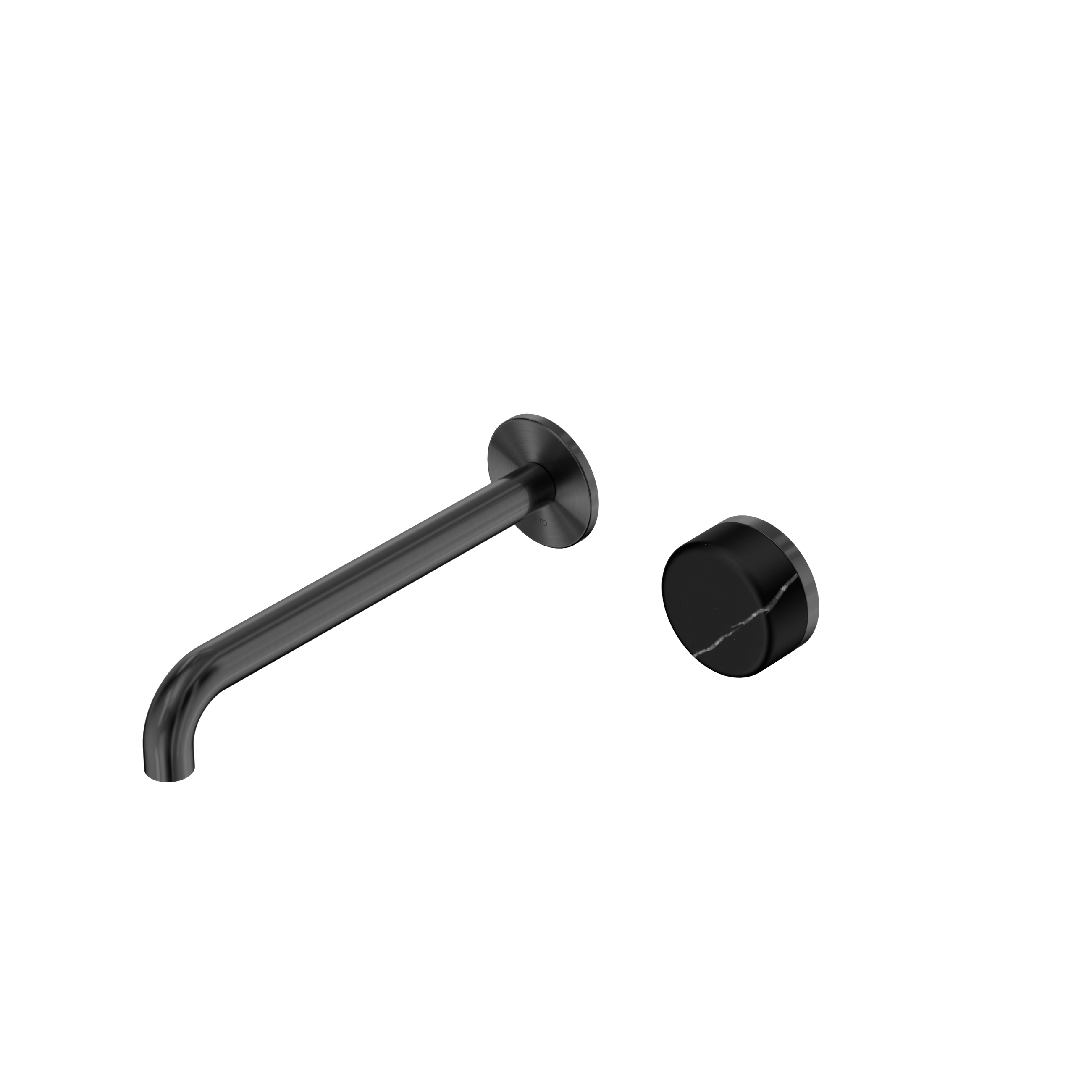 Serenity Progressive Wall Basin Mixer 220mm Spout With Marquina Black Handle Gun Metal