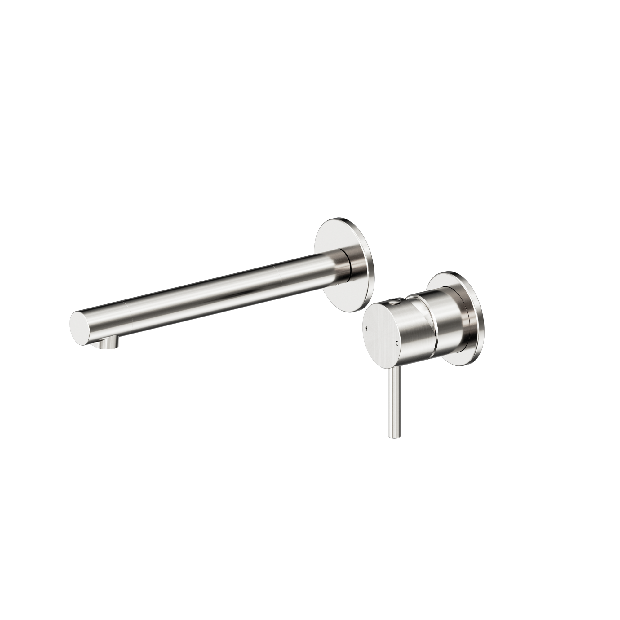 Dolce II Wall Basin/Bath Mixer Separate Back Plate Brushed Nickel