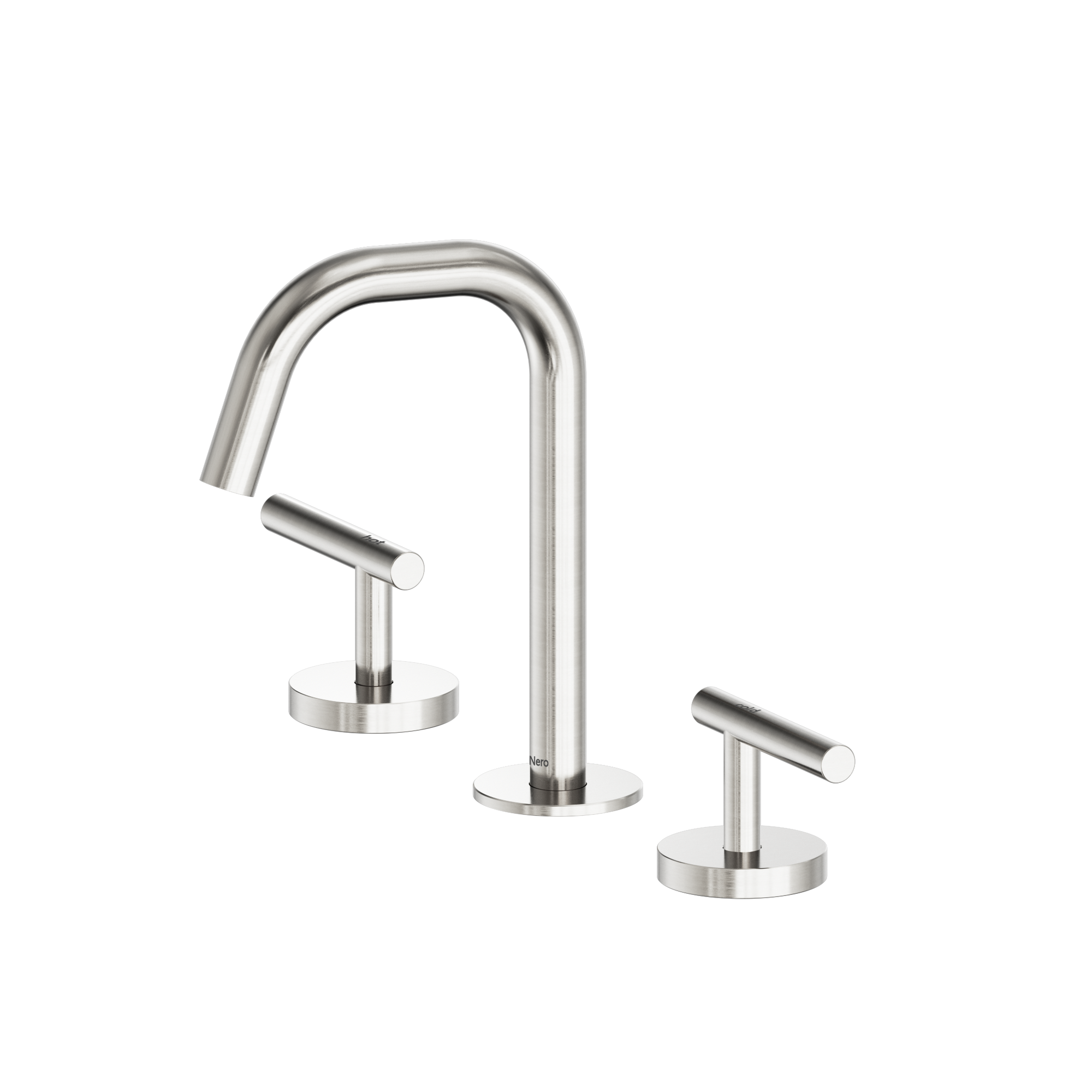 Mecca Lever Basin Set Edge Spout Brushed Nickel
