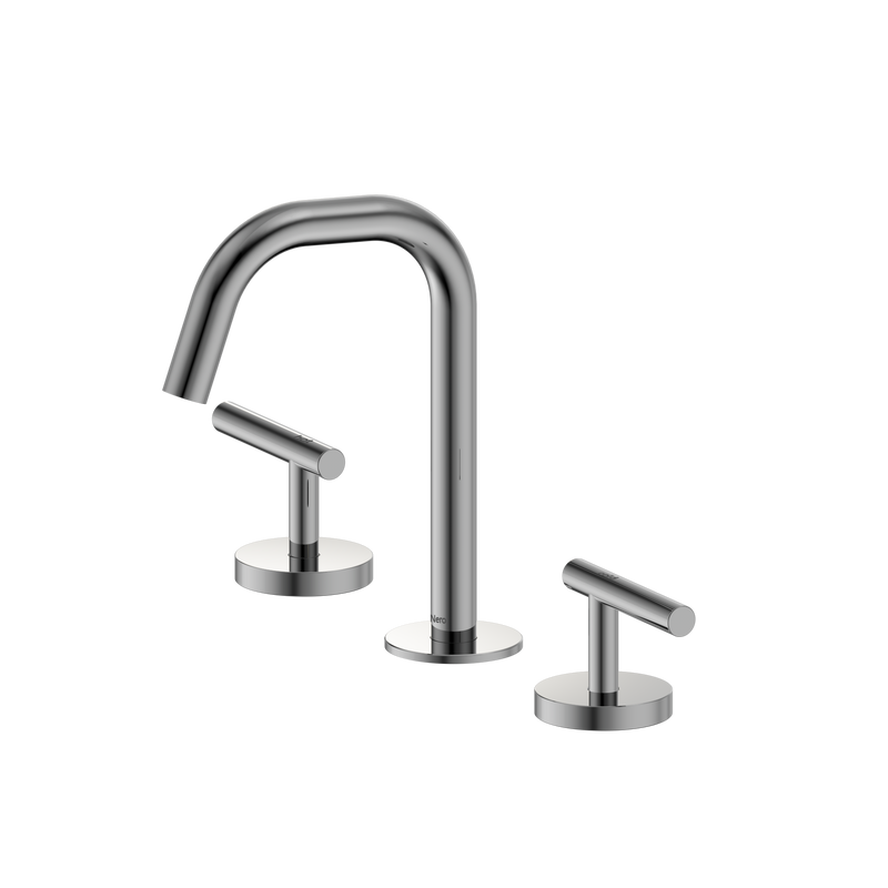 Mecca Lever Basin Set Edge Spout Chrome