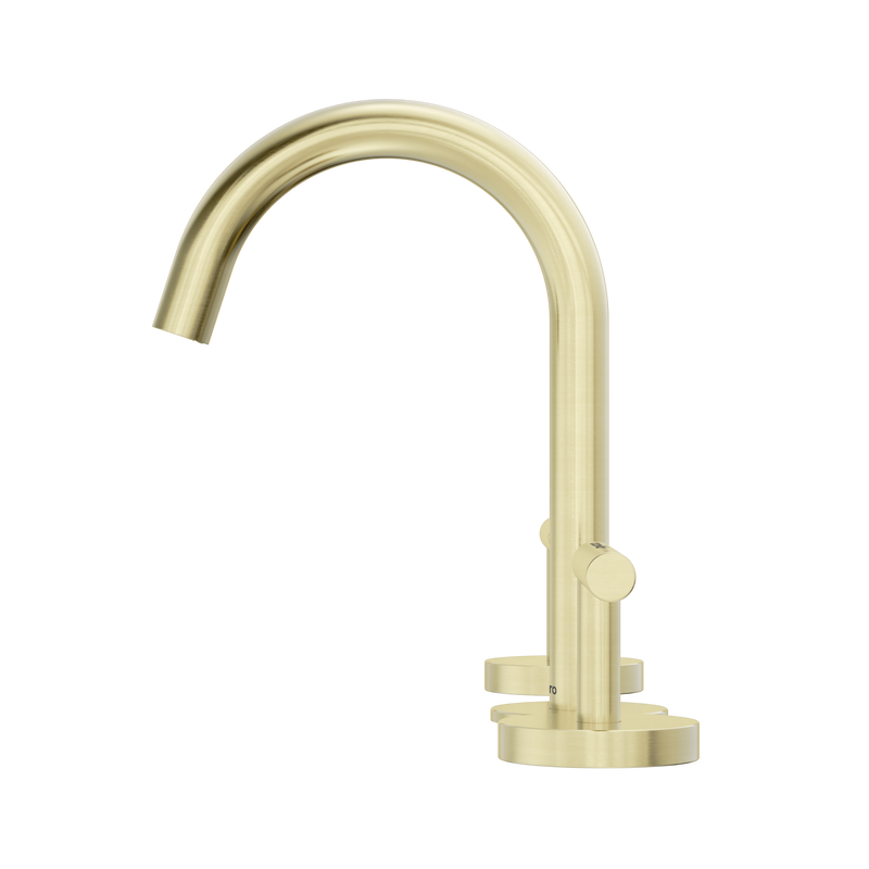 Mecca Lever Basin Set Arc Spout Brushed Gold