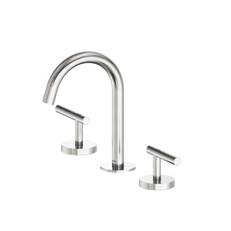 Mecca Lever Basin Set Arc Spout Brushed Nickel