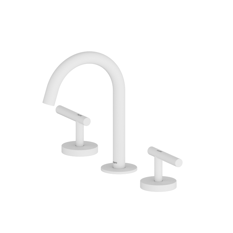 Mecca Lever Basin Set Arc Spout Matte White