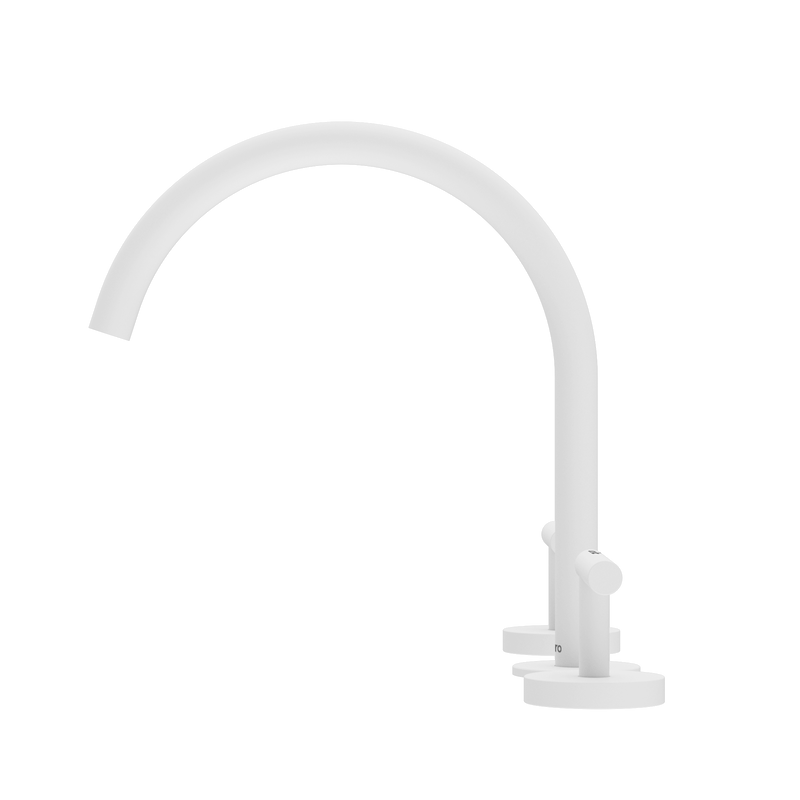 Mecca Lever Bath/Kitchen Set Arc Spout Matte White