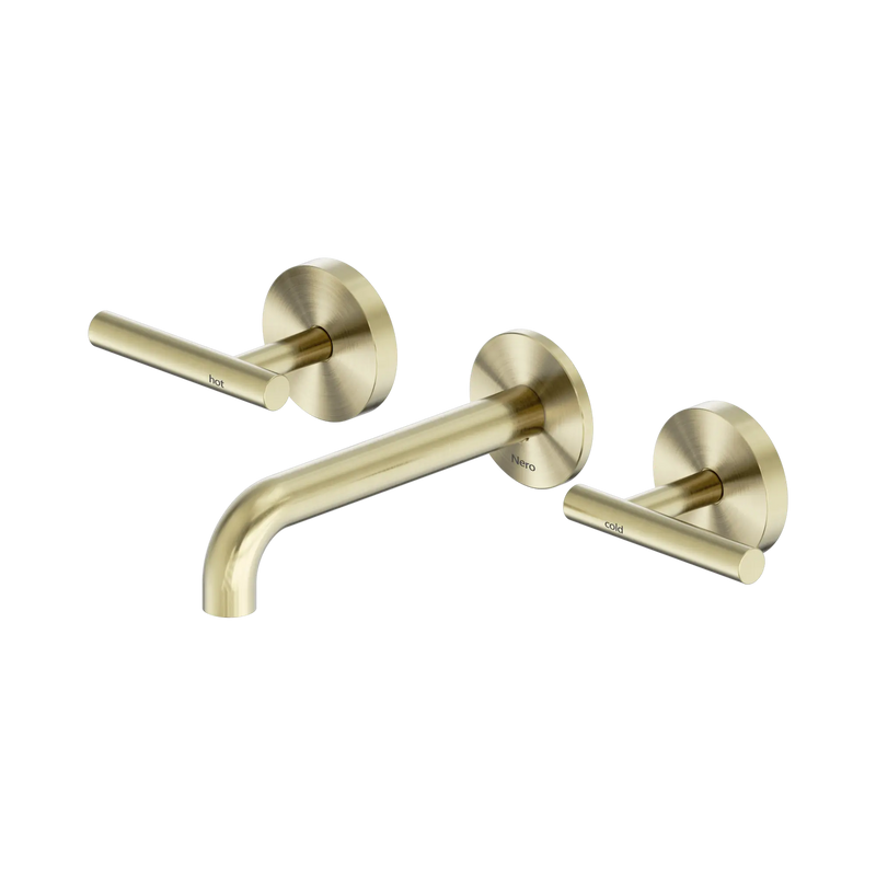 Mecca Lever Wall Basin/Bath Set 160mm Spout Brushed Gold