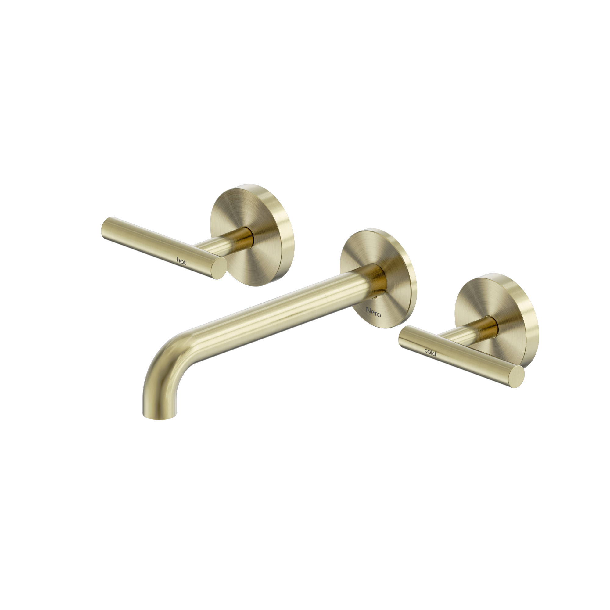 Mecca Lever Wall Basin/Bath Set 185mm Spout Brushed Gold