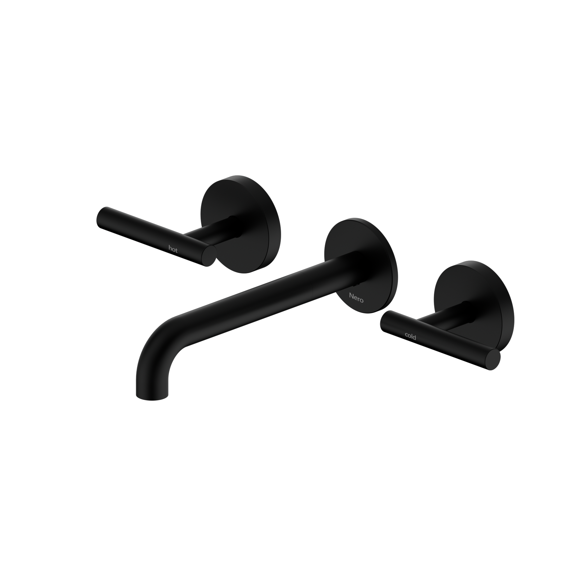 Mecca Lever Wall Basin/Bath Set 185mm Spout Matte Black