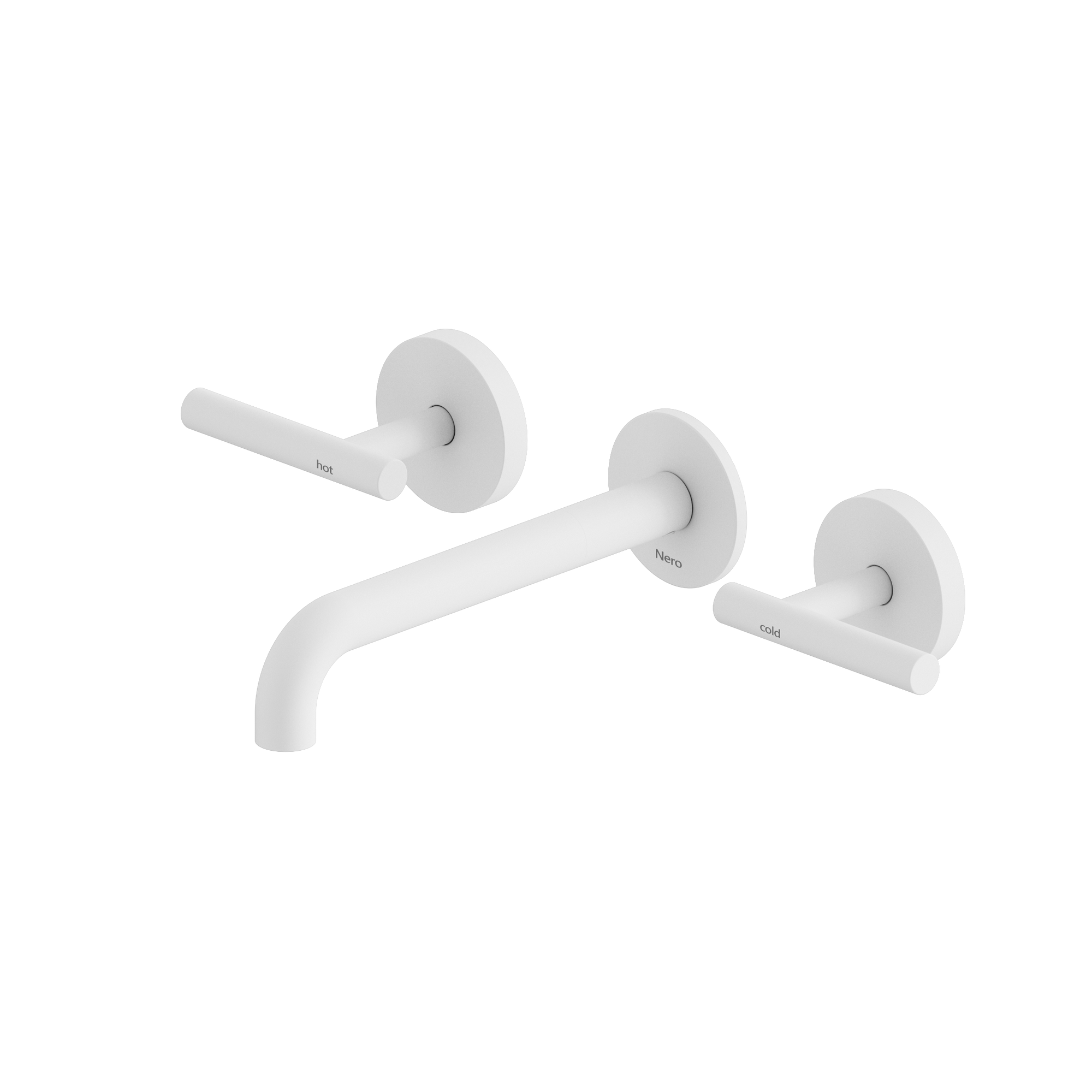 Mecca Lever Wall Basin/Bath Set 185mm Spout Matte White