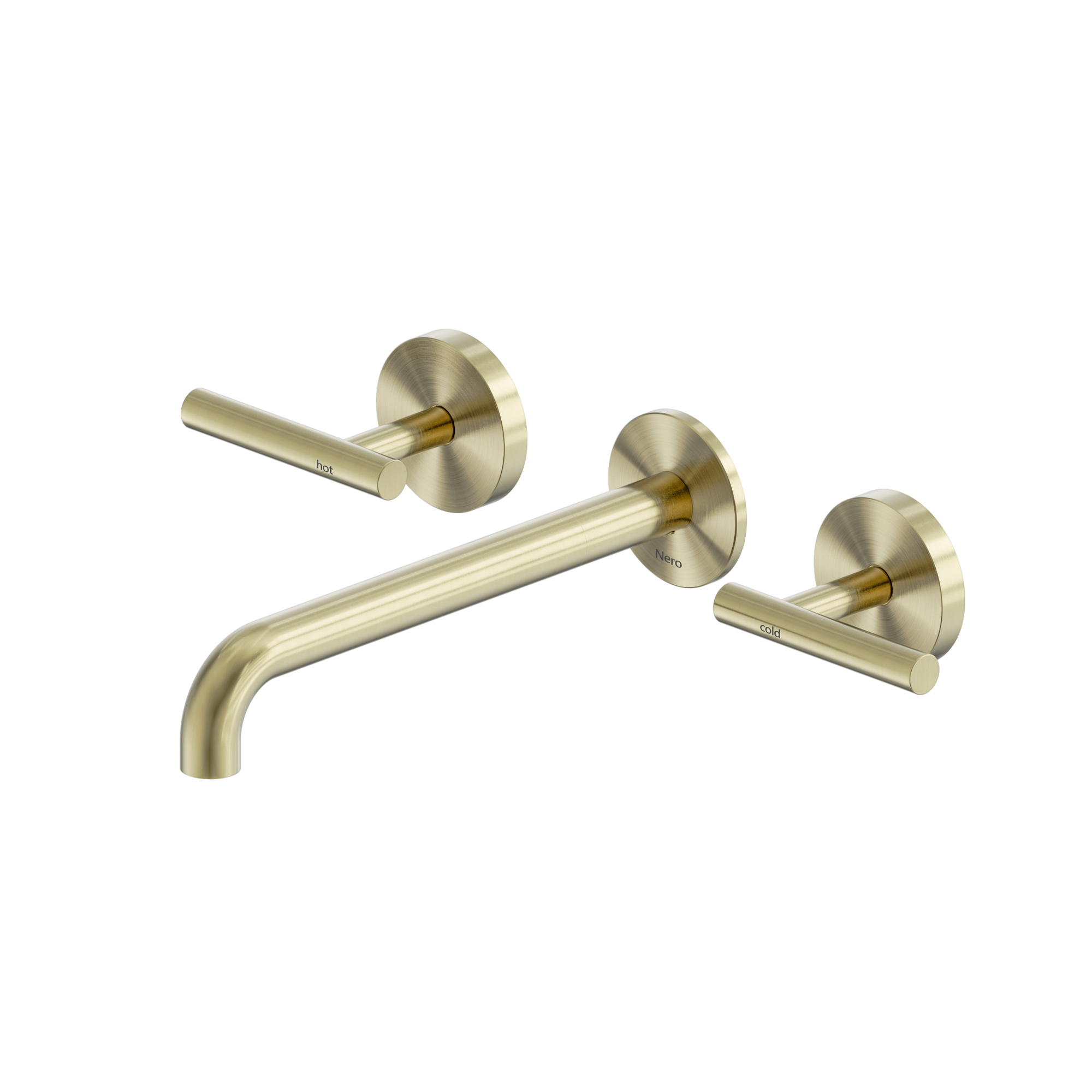 Mecca Lever Wall Basin/Bath Set 220mm Spout Brushed Gold