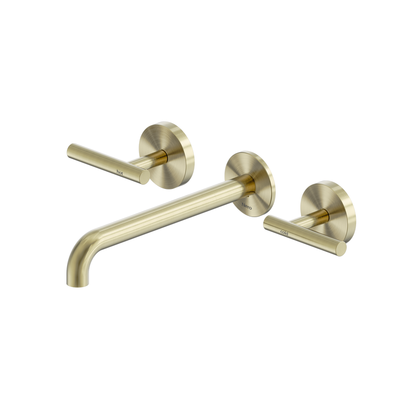 Mecca Lever Wall Basin/Bath Set 220mm Spout Brushed Gold