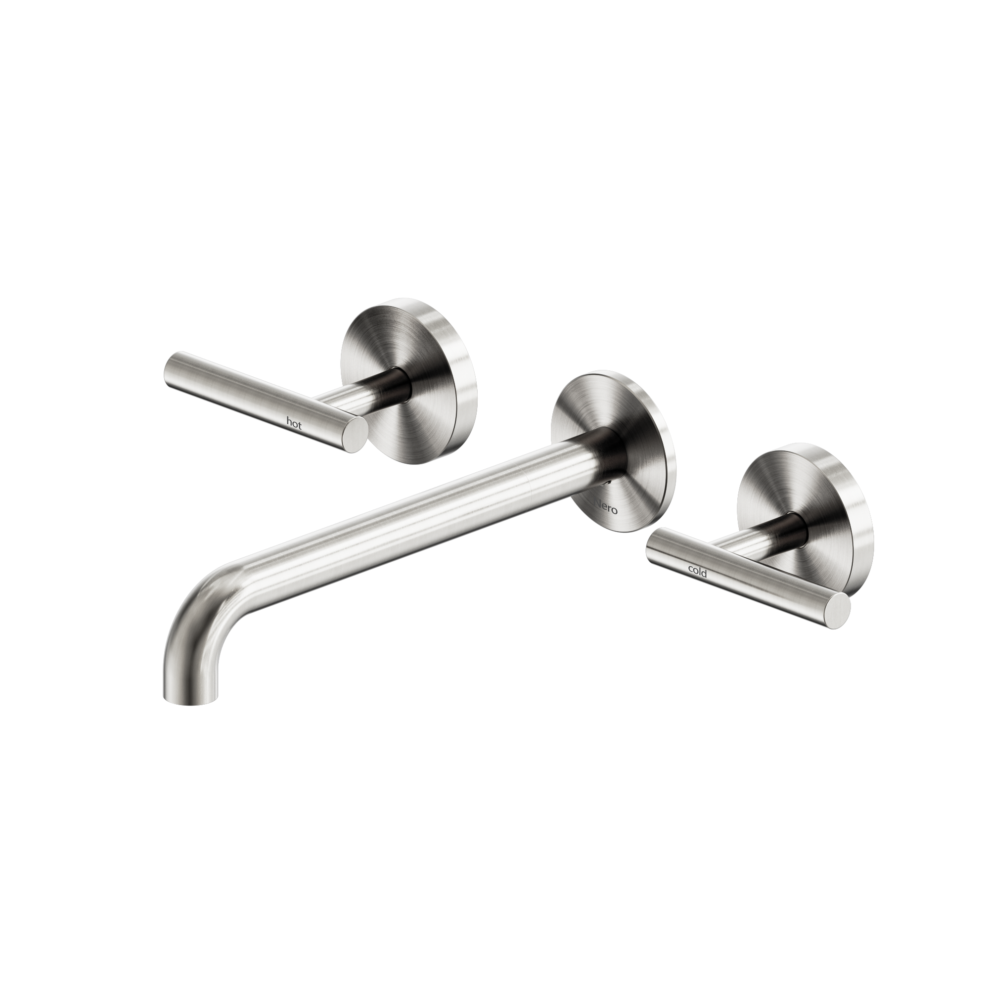 Mecca Lever Wall Basin/Bath Set 220mm Spout Brushed Nickel