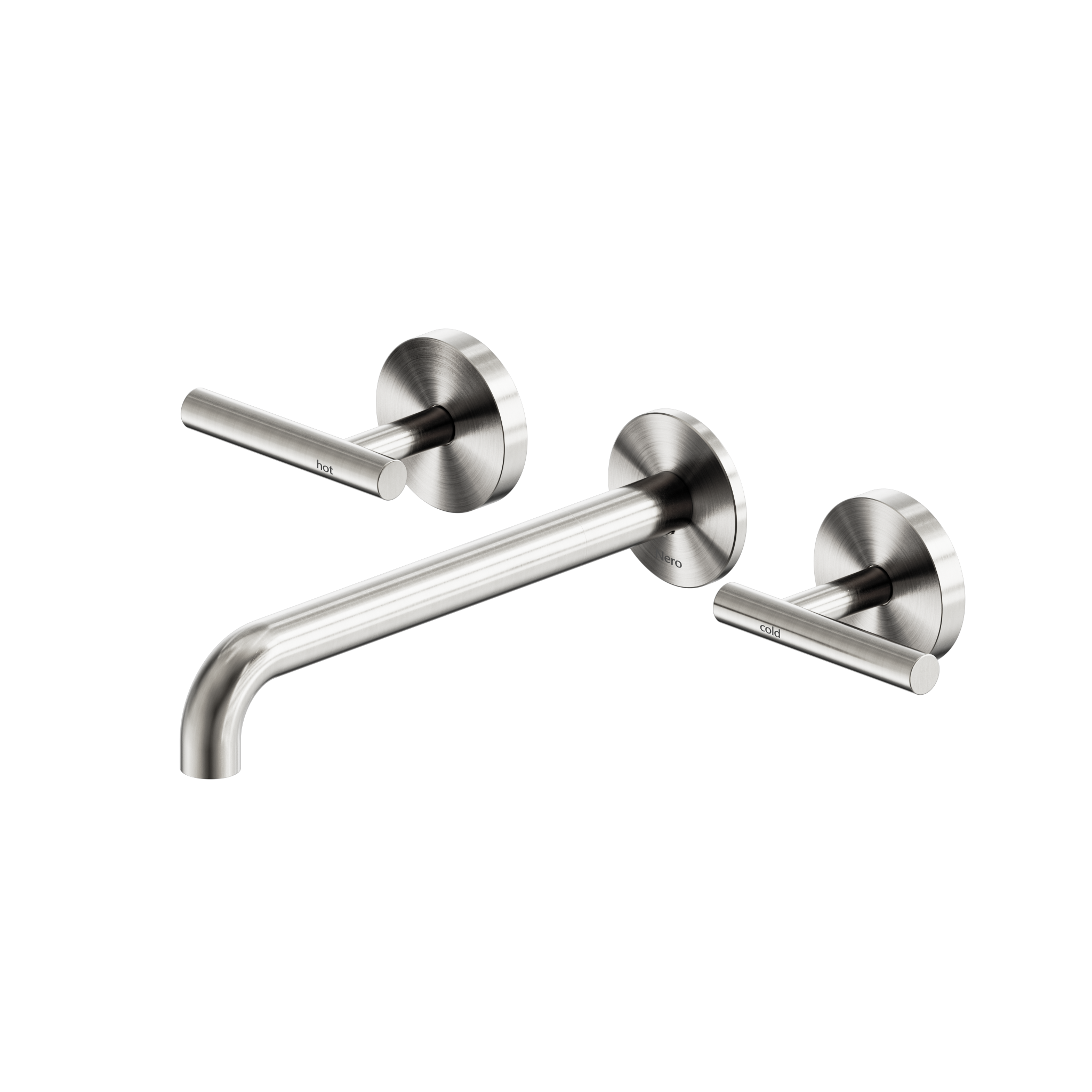 Mecca Lever Wall Basin/Bath Set 220mm Spout Brushed Nickel