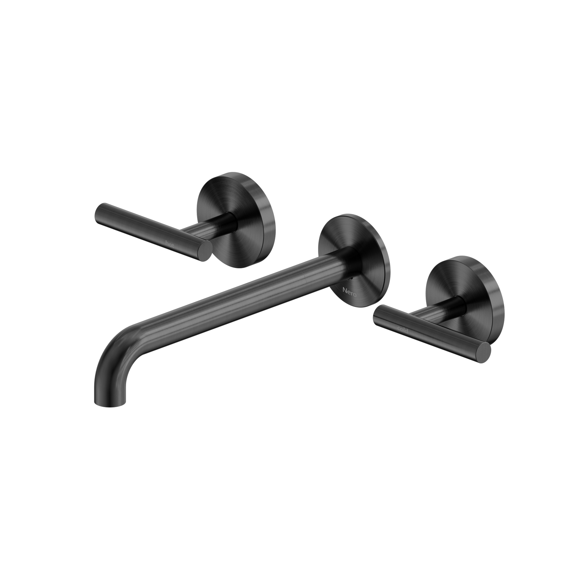 Mecca Lever Wall Basin/Bath Set 220mm Spout Gun Metal