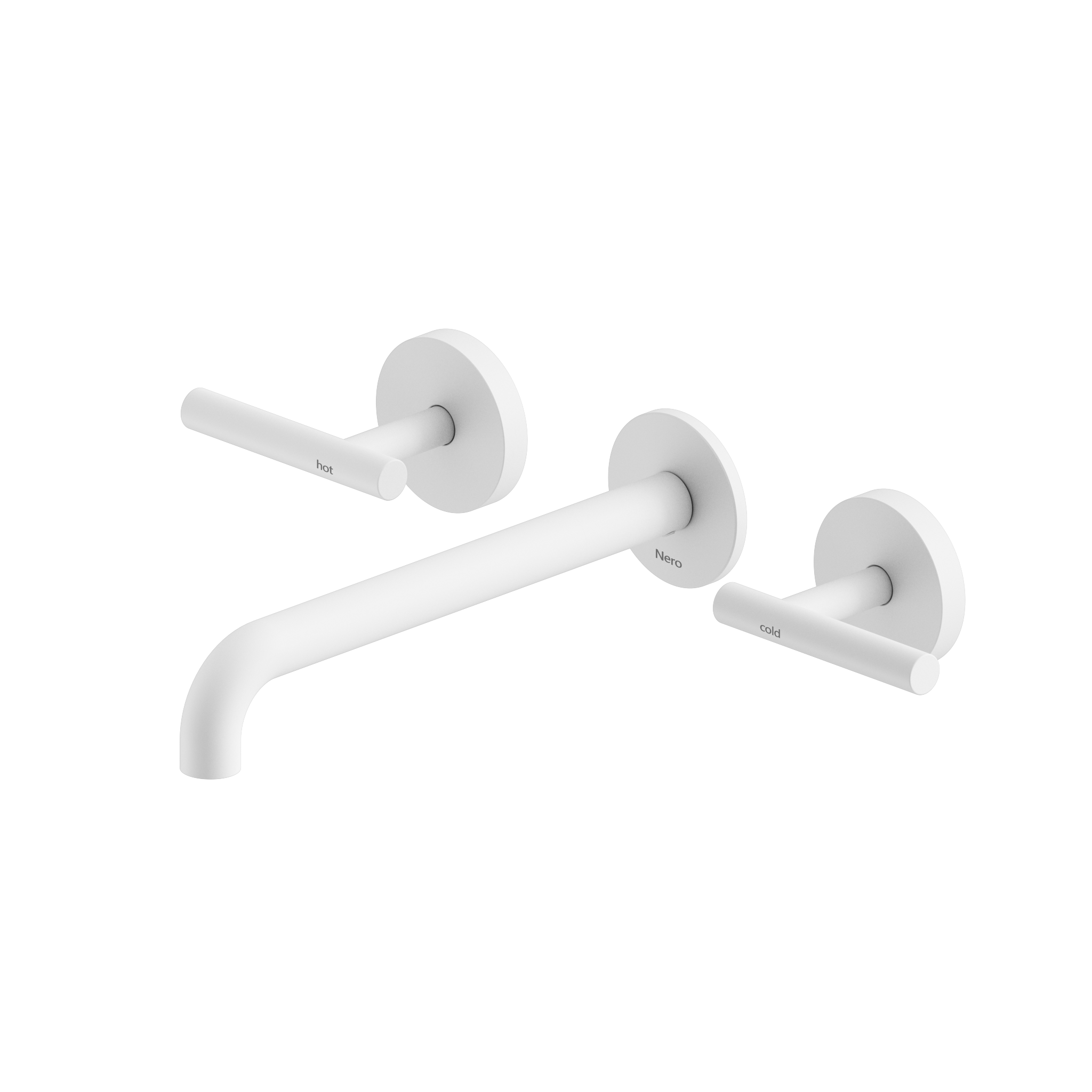 Mecca Lever Wall Basin/Bath Set 220mm Spout Matte White