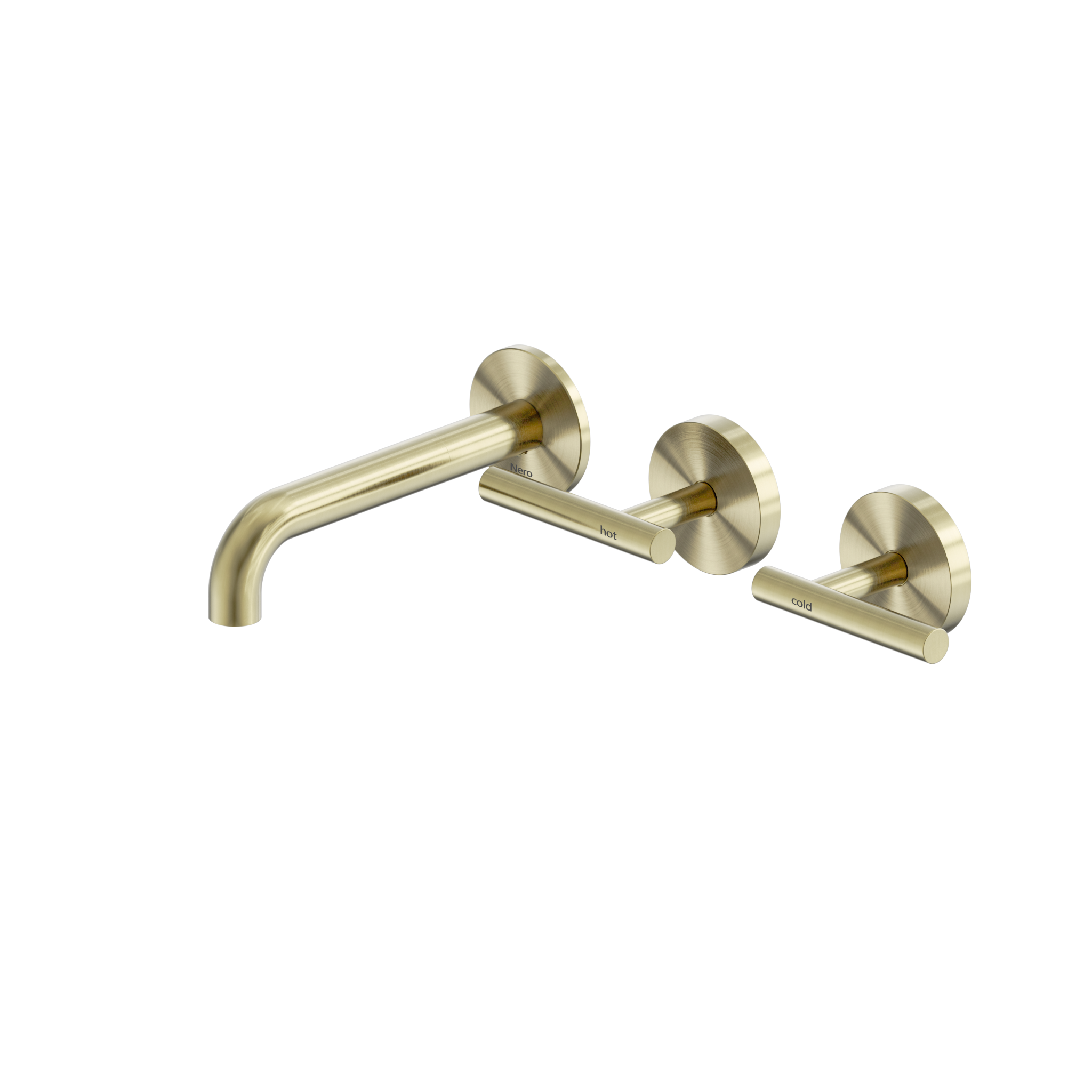 Mecca Lever Wall Basin/Bath Set 160mm Offset Spout Brushed Gold