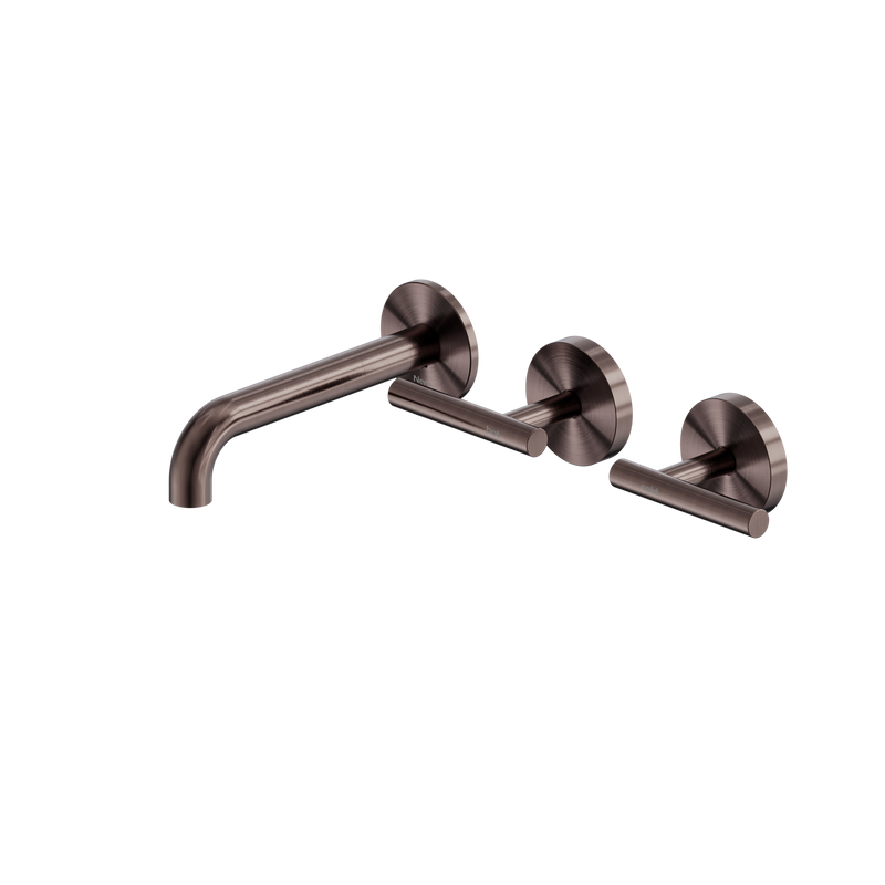 Mecca Lever Wall Basin/Bath Set 160mm Offset Spout Brushed Bronze