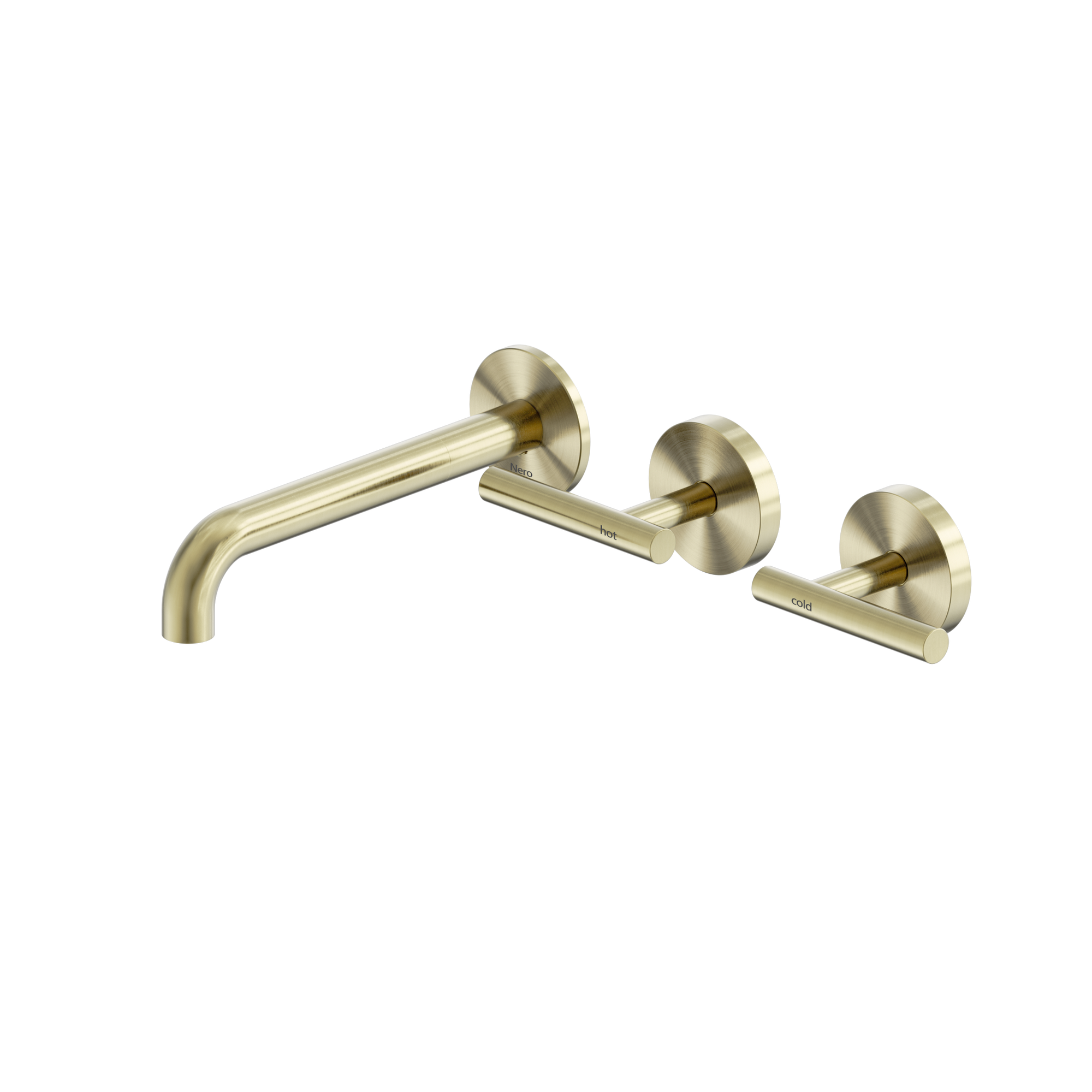 Mecca Lever Wall Basin/Bath Set 185mm Offset Spout Brushed Gold