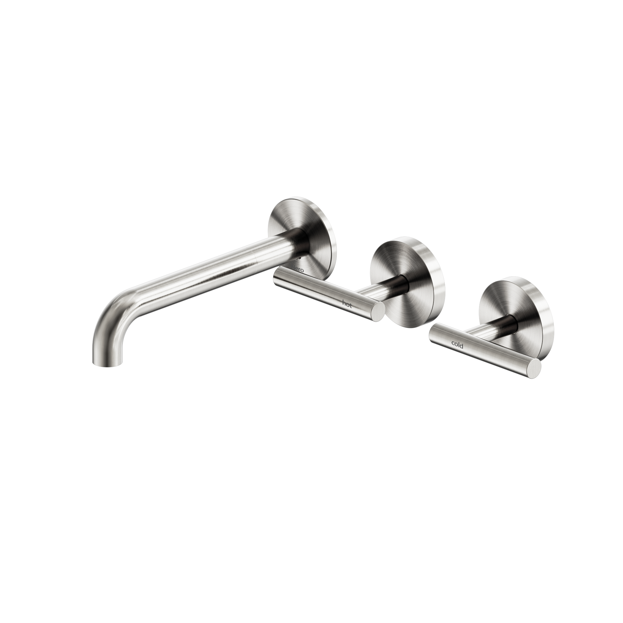 Mecca Lever Wall Basin/Bath Set 185mm Offset Spout Brushed Nickel