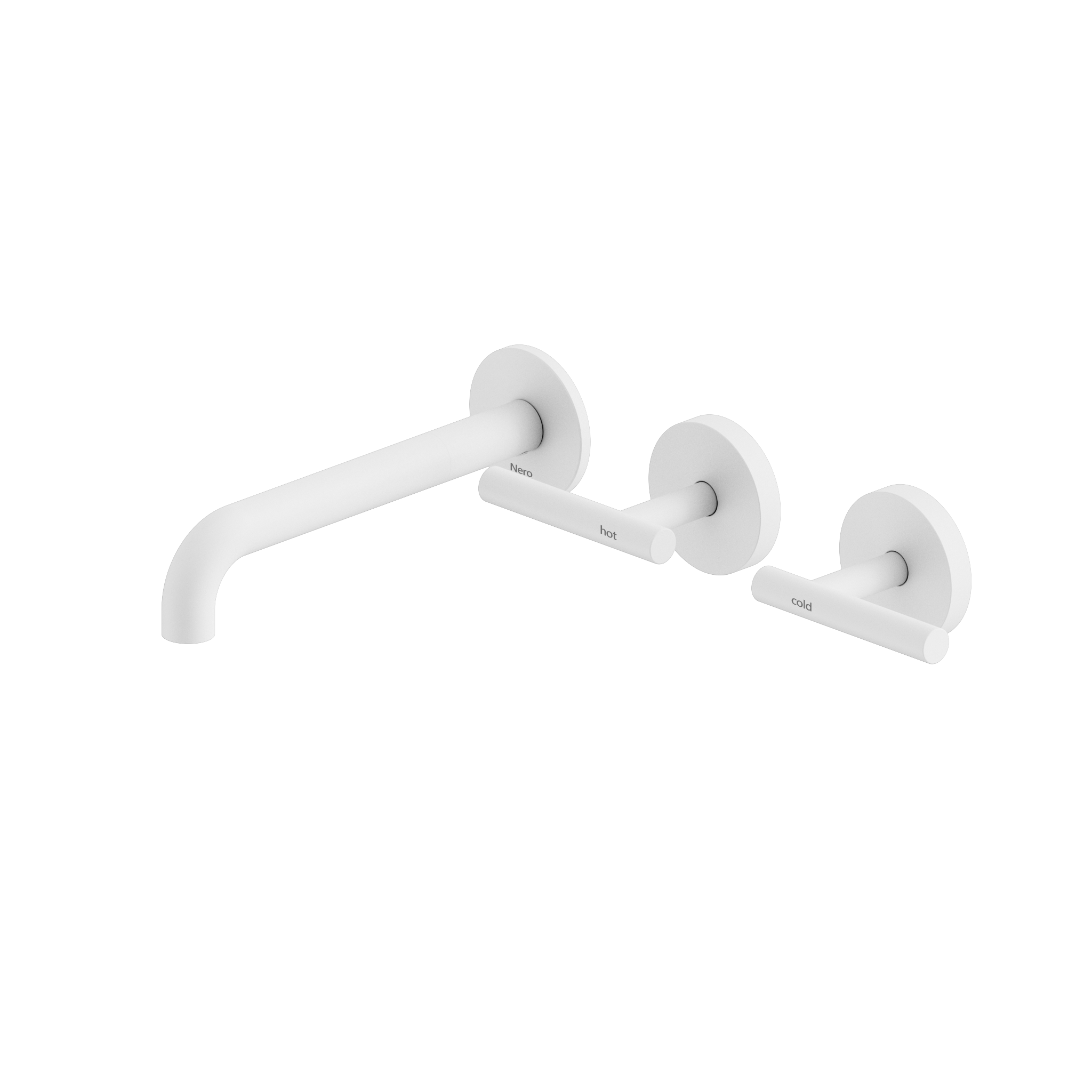 Mecca Lever Wall Basin/Bath Set 185mm Offset Spout Matte White