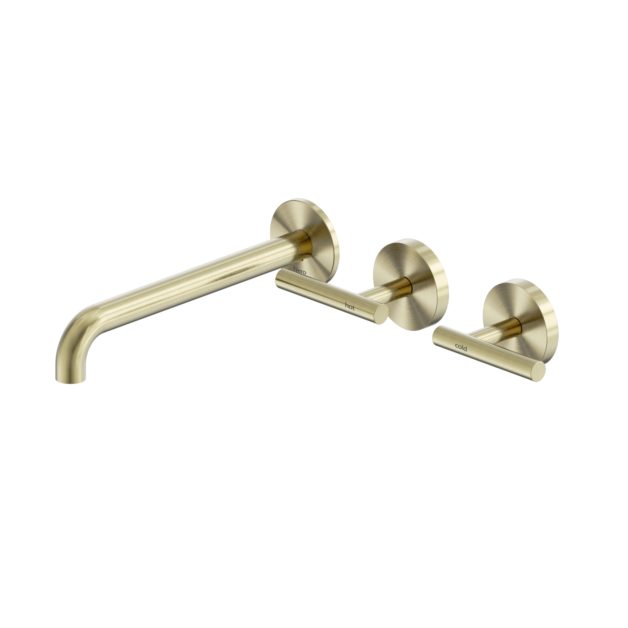 Mecca Lever Wall Basin/Bath Set 220mm Offset Spout Brushed Gold