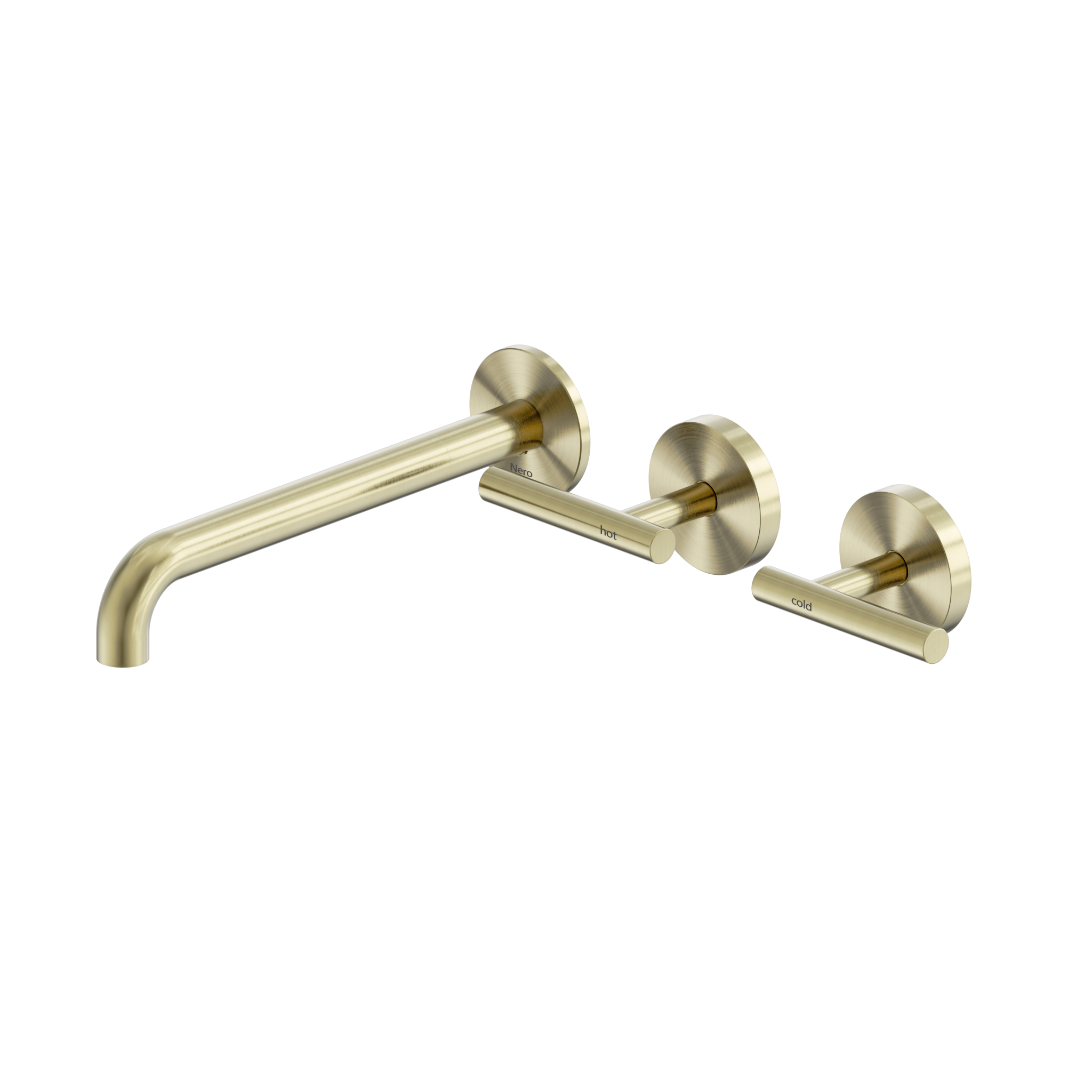 Mecca Lever Wall Basin/Bath Set 220mm Offset Spout Brushed Gold