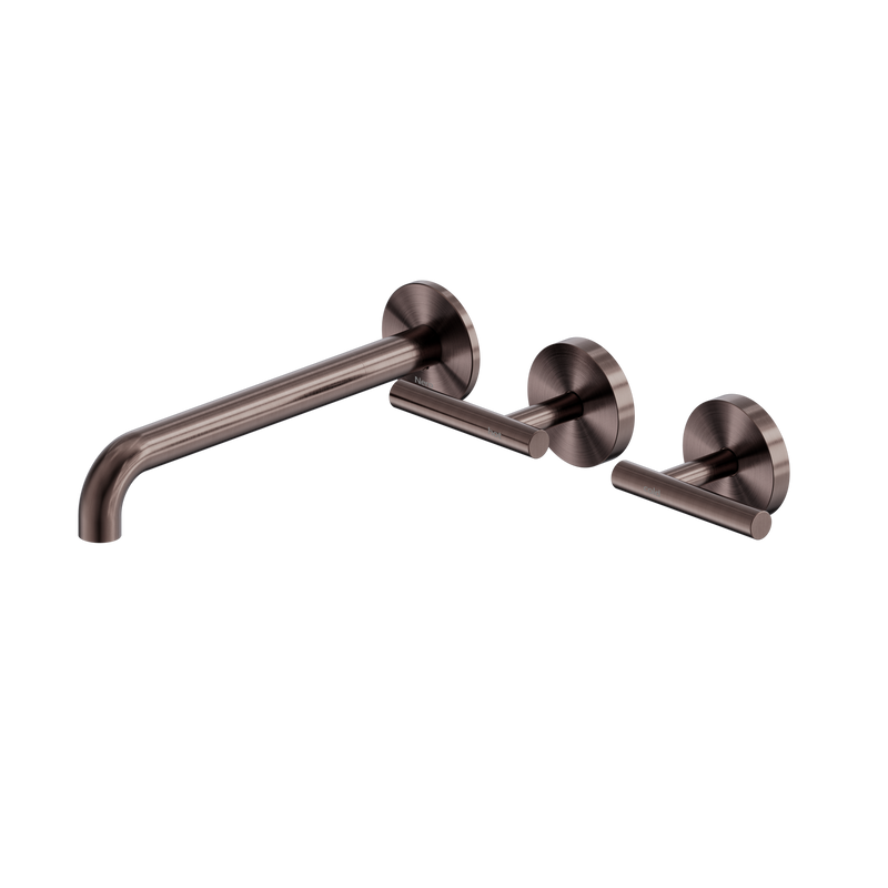 Mecca Lever Wall Basin/Bath Set 220mm Offset Spout Brushed Bronze