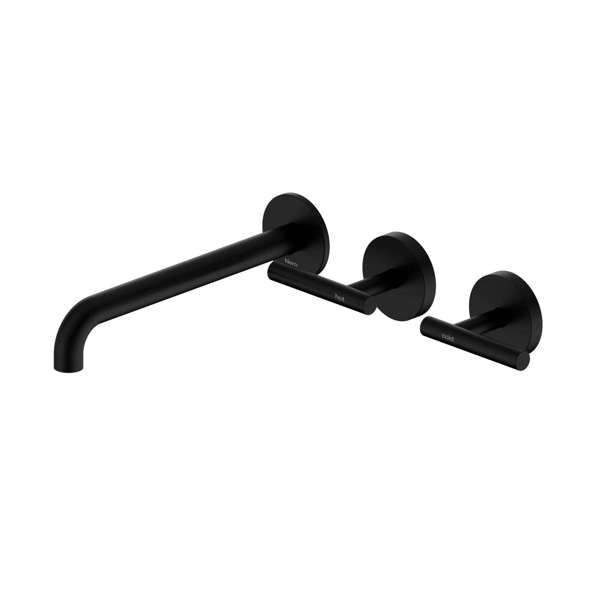 Mecca Lever Wall Basin/Bath Set 220mm Offset Spout Matte Black