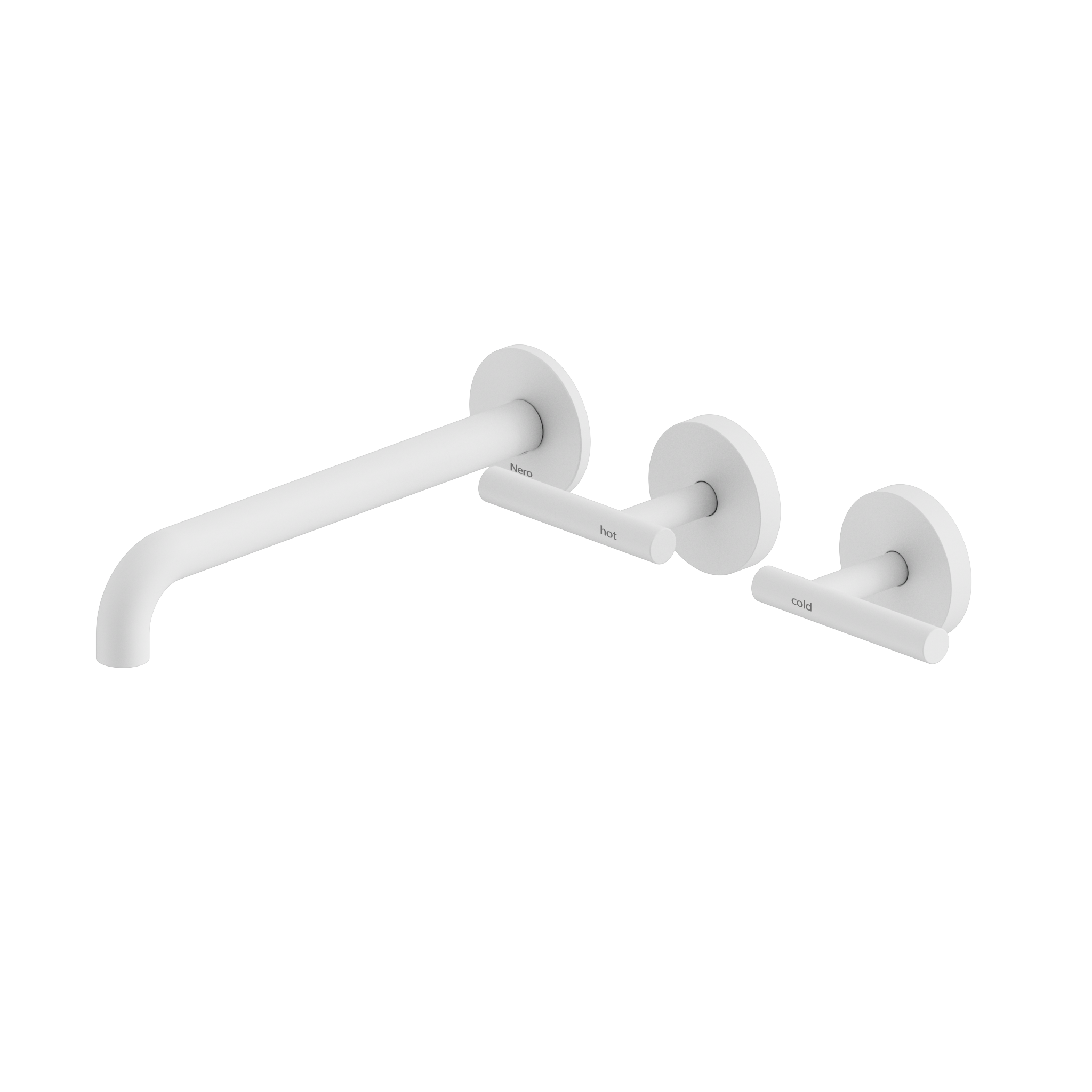 Mecca Lever Wall Basin/Bath Set 220mm Offset Spout Matte White