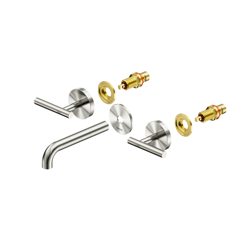 Mecca Lever Wall Basin/Bath Set 160mm Spout Trim kits Only Brushed Nickel
