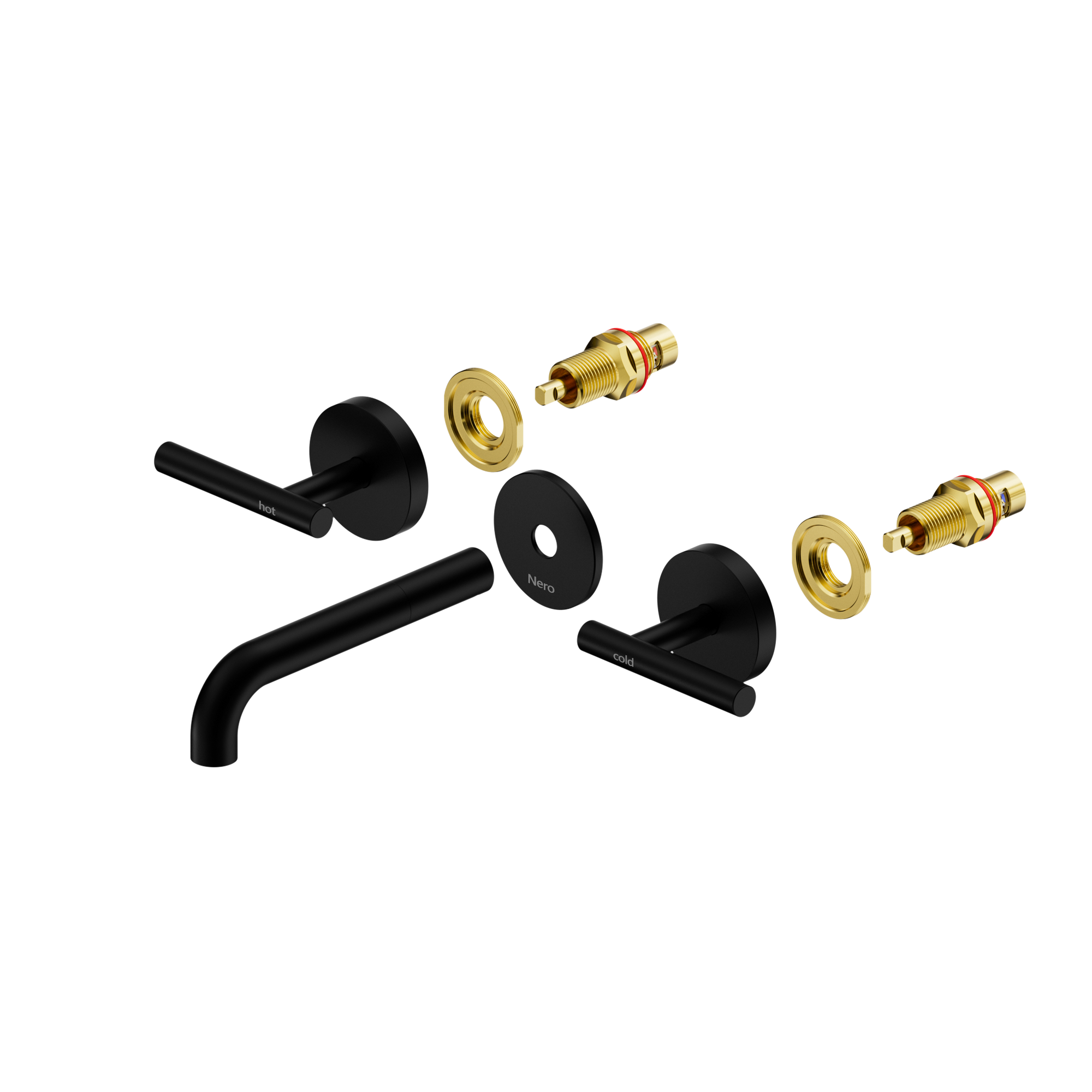 Mecca Lever Wall Basin/Bath Set 160mm Spout Trim kits Only Matte Black
