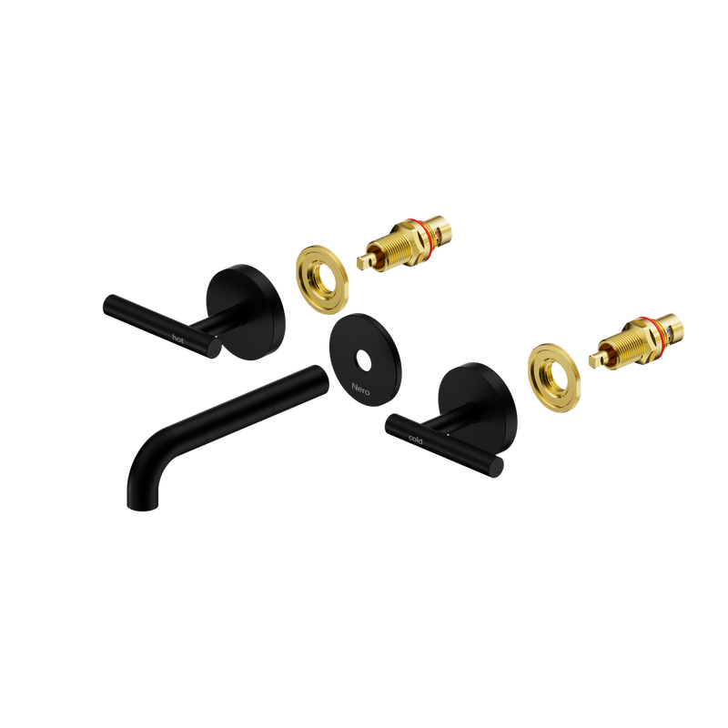 Mecca Lever Wall Basin/Bath Set 160mm Spout Trim kits Only Matte Black