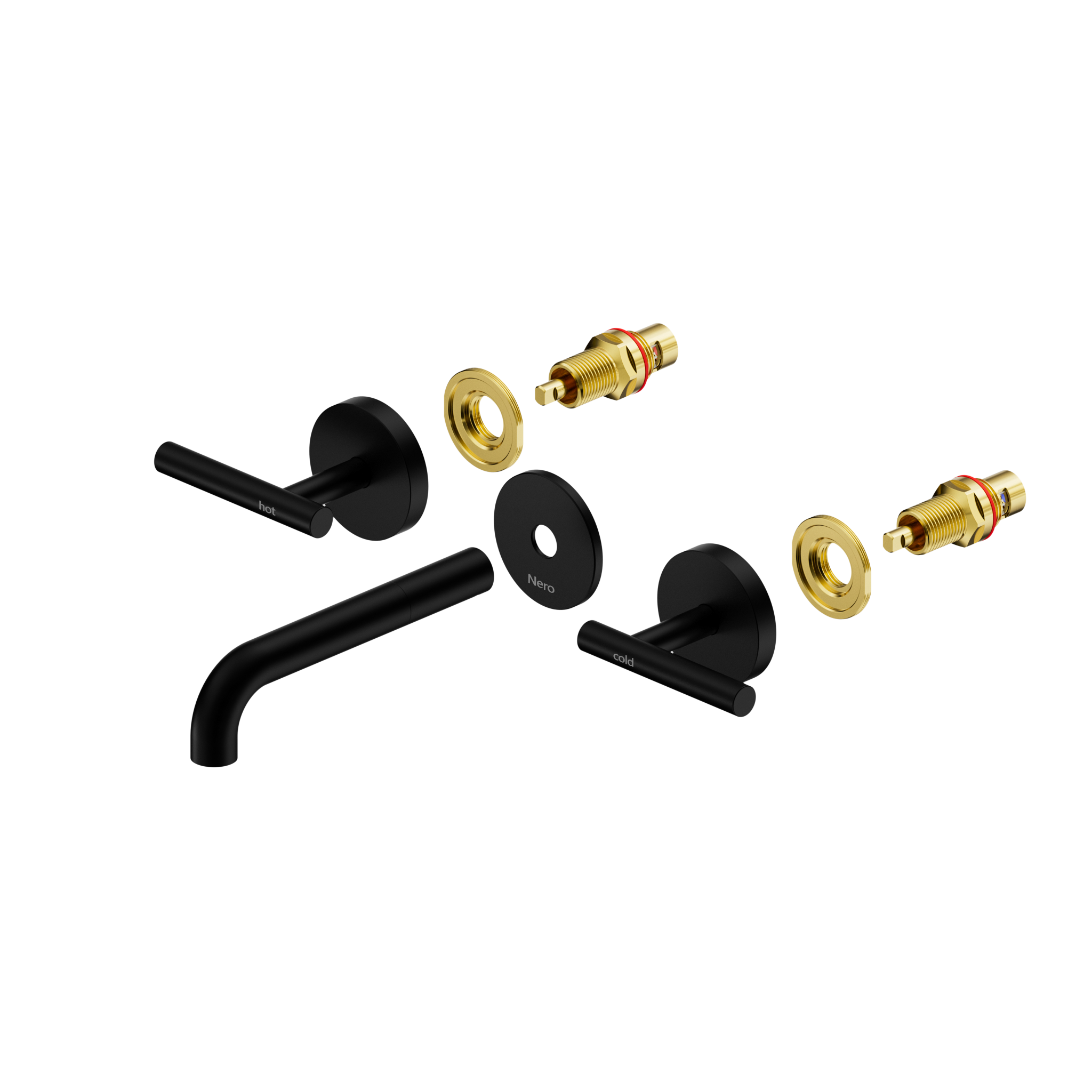 Mecca Lever Wall Basin/Bath Set 160mm Spout Trim kits Only Matte Black