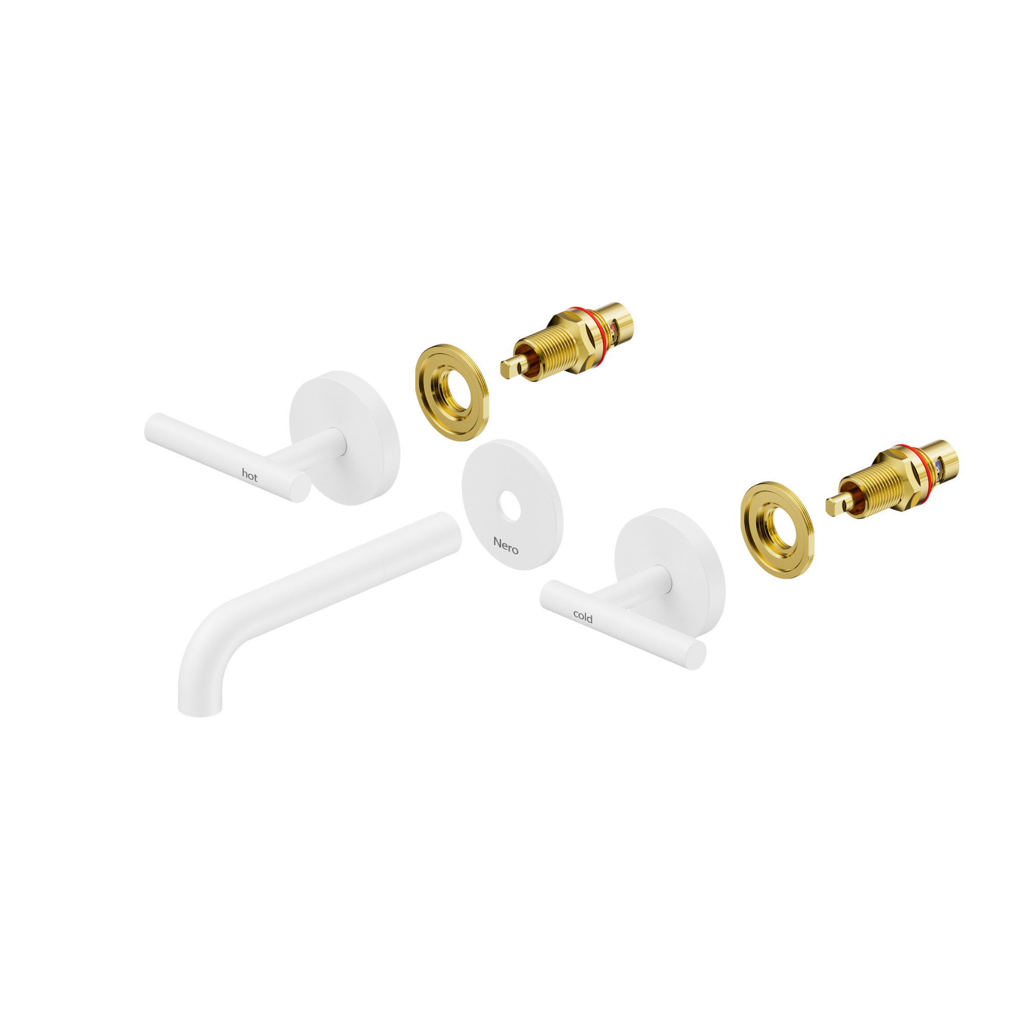 Mecca Lever Wall Basin/Bath Set 160mm Spout Trim kits Only Matte White