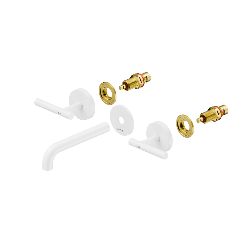 Mecca Lever Wall Basin/Bath Set 160mm Spout Trim kits Only Matte White
