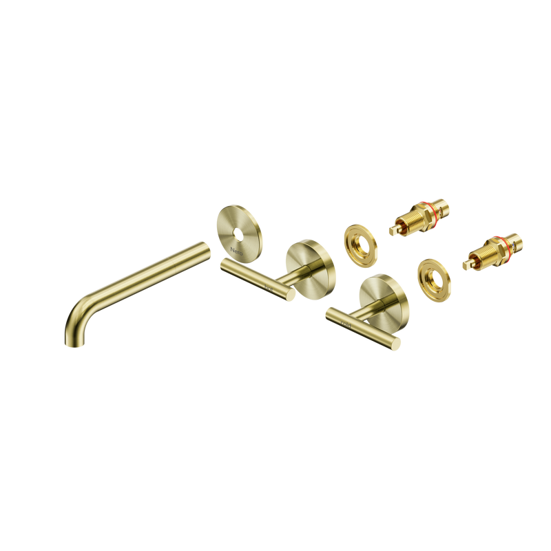 Mecca Lever Wall Basin/Bath Set 185mm Spout Trim kits Only Brushed Gold
