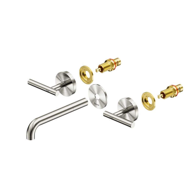 Mecca Lever Wall Basin/Bath Set 185mm Spout Trim kits Only Brushed Nickel