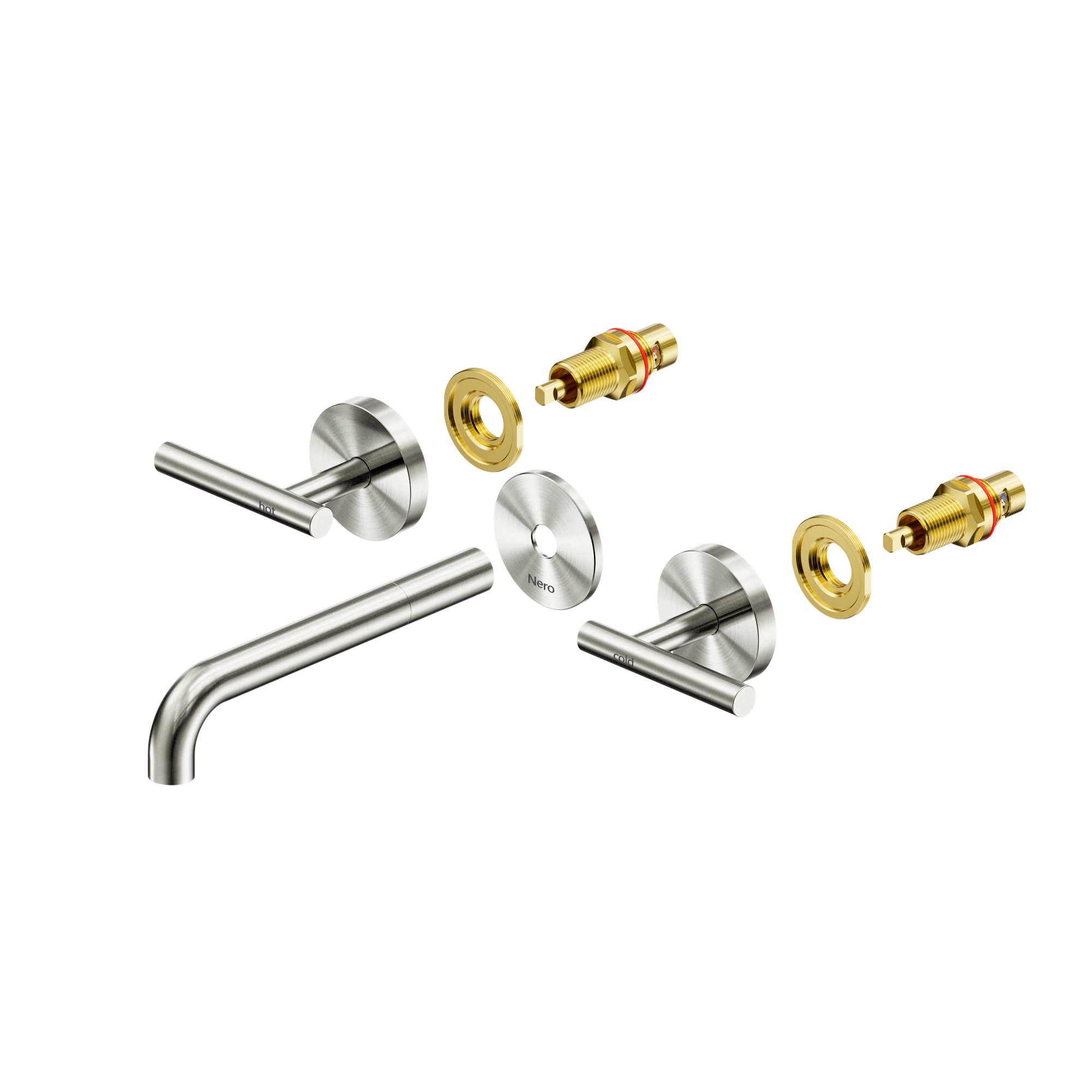 Mecca Lever Wall Basin/Bath Set 185mm Spout Trim kits Only Brushed Nickel