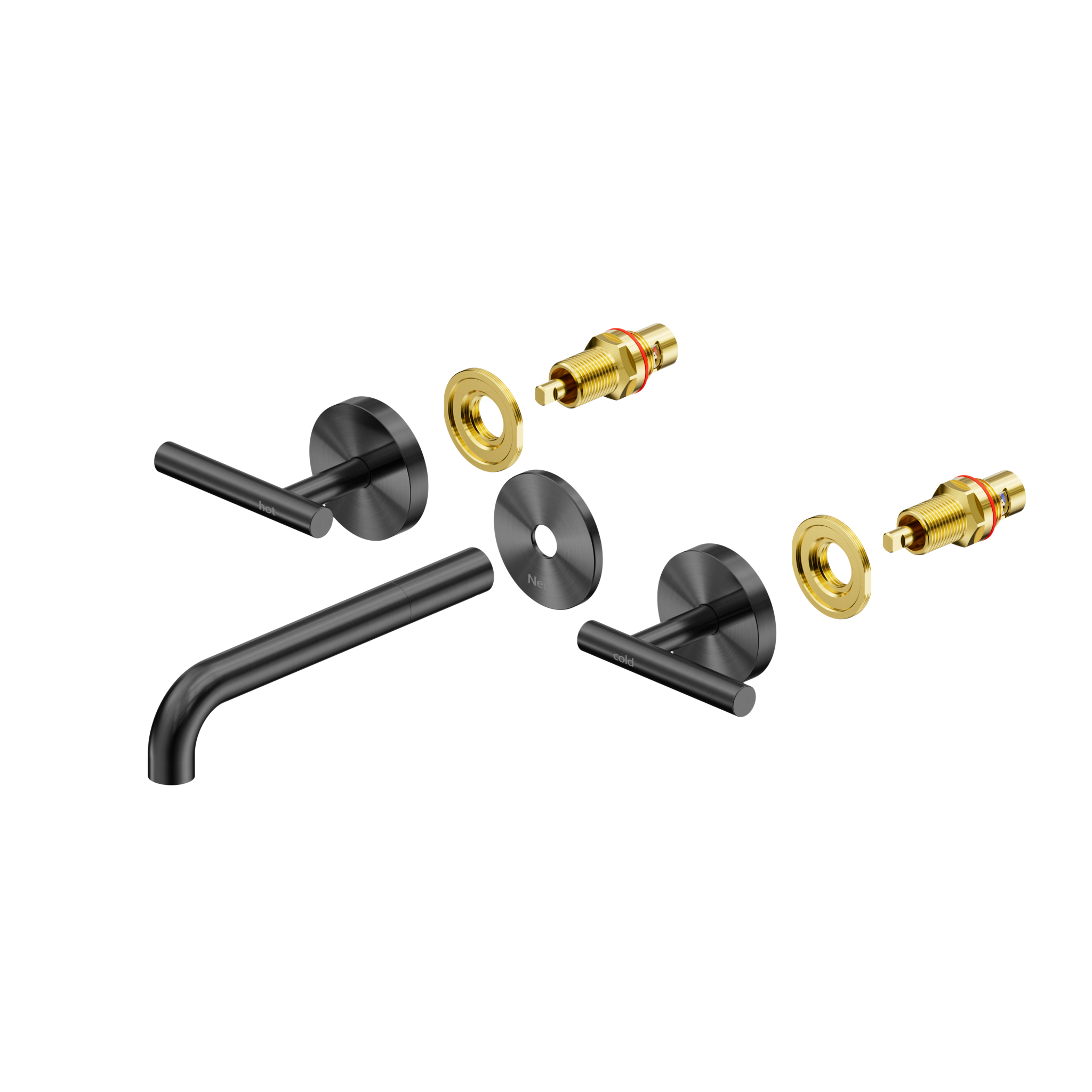 Mecca Lever Wall Basin/Bath Set 185mm Spout Trim kits Only Gun Metal