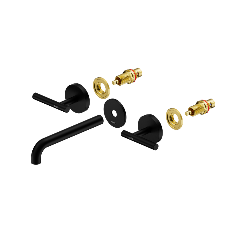 Mecca Lever Wall Basin/Bath Set 185mm Spout Trim kits Only Matte Black