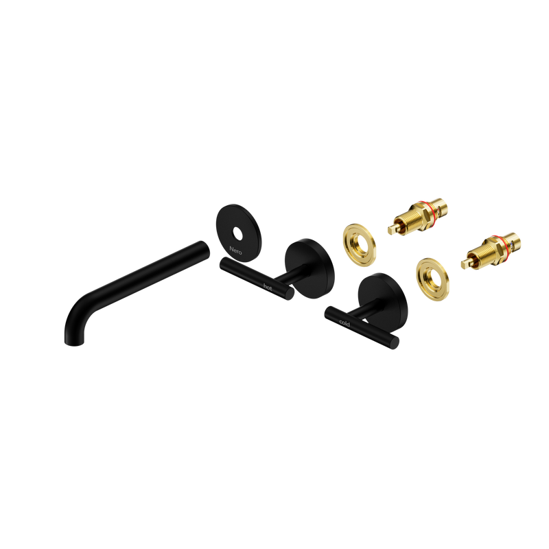 Mecca Lever Wall Basin/Bath Set 185mm Spout Trim kits Only Matte Black